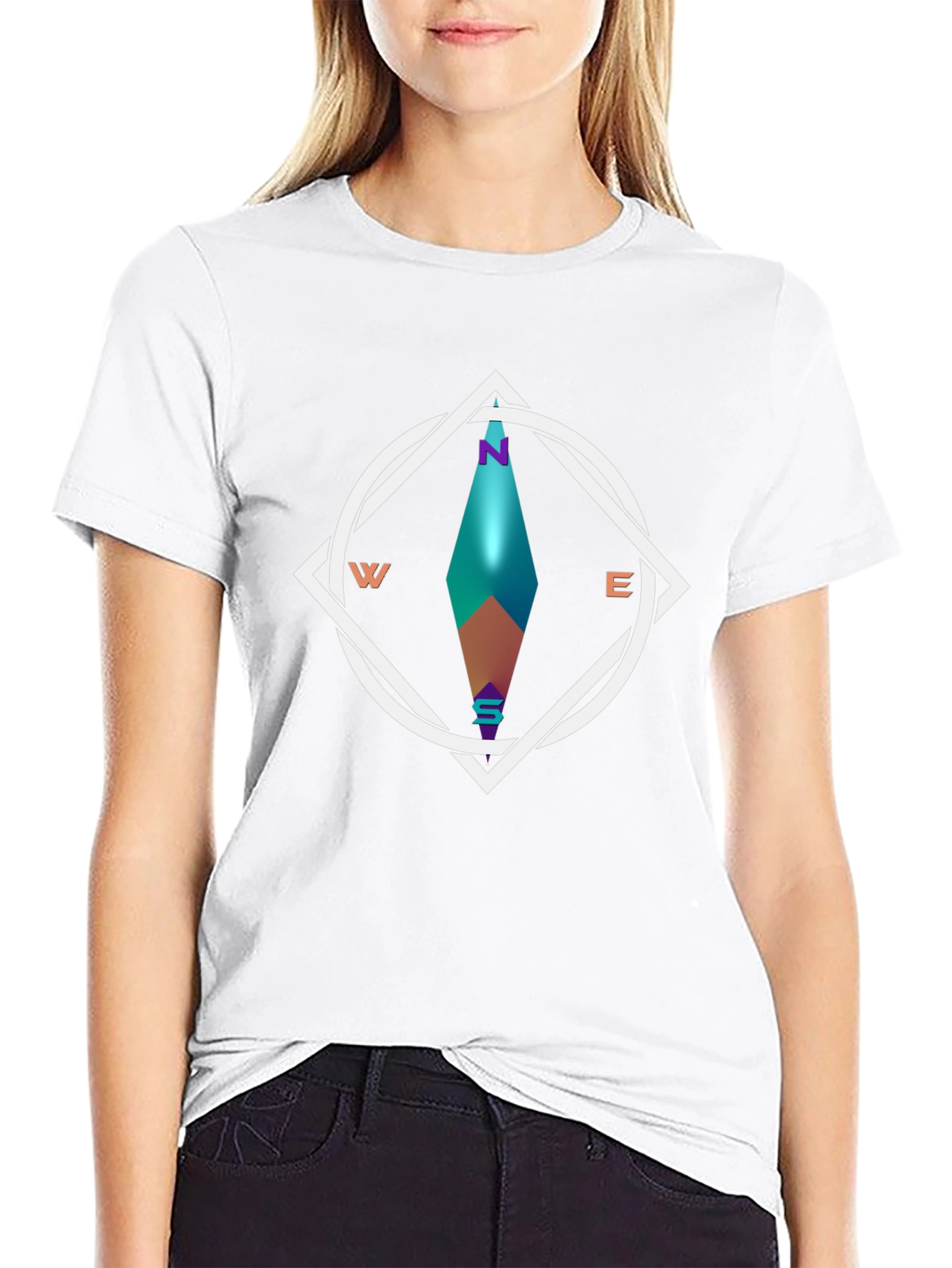 Geometric Compass Graphic Tee - Stylish Black T-Shirt