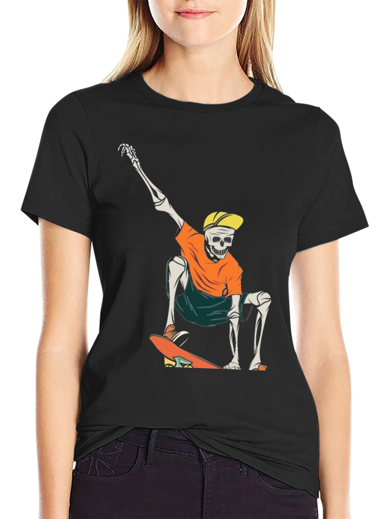 Skateboarding Skeleton Graphic T-Shirt