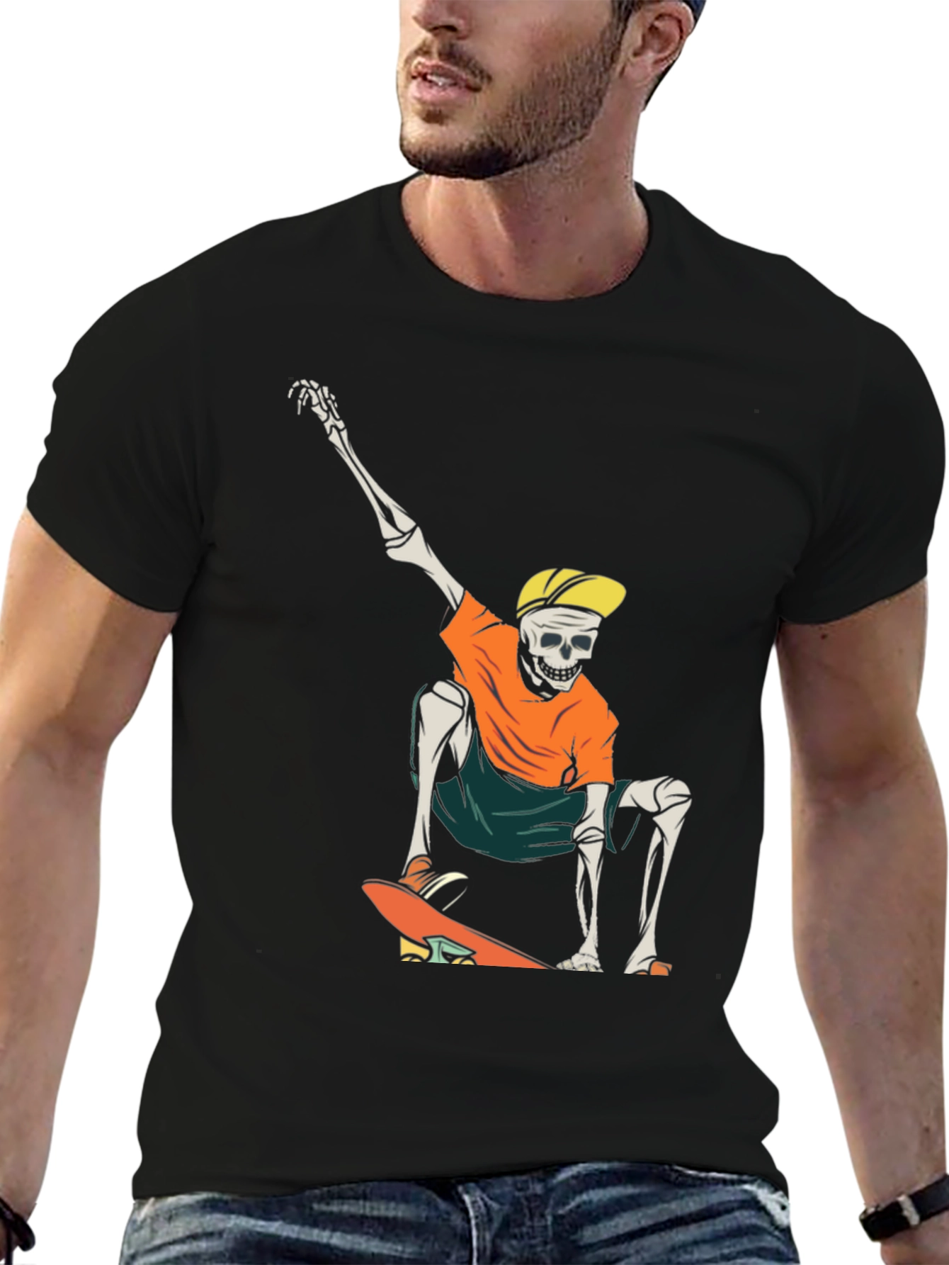 Skateboarding Skeleton Graphic T-Shirt
