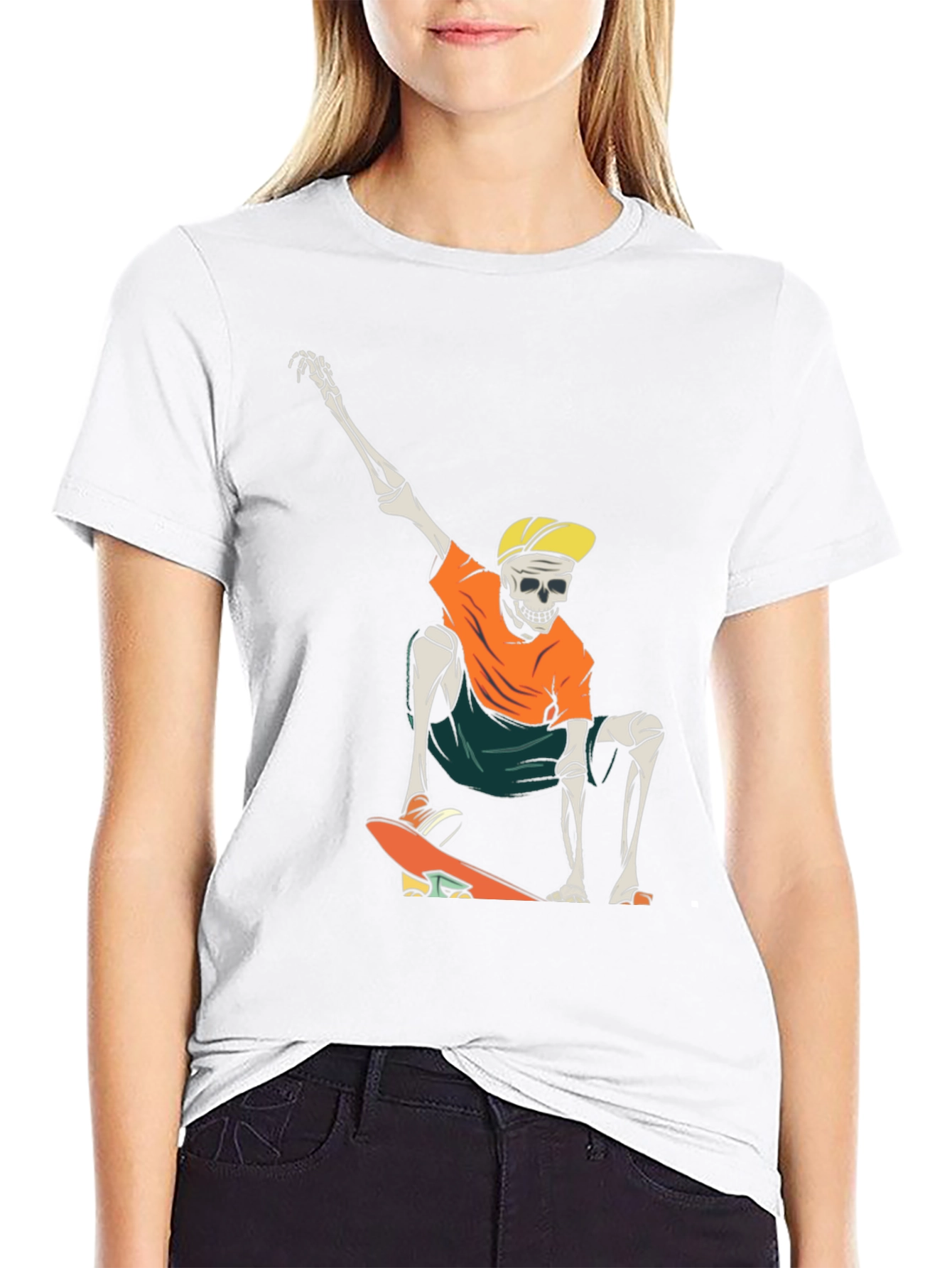 Skateboarding Skeleton Graphic T-Shirt