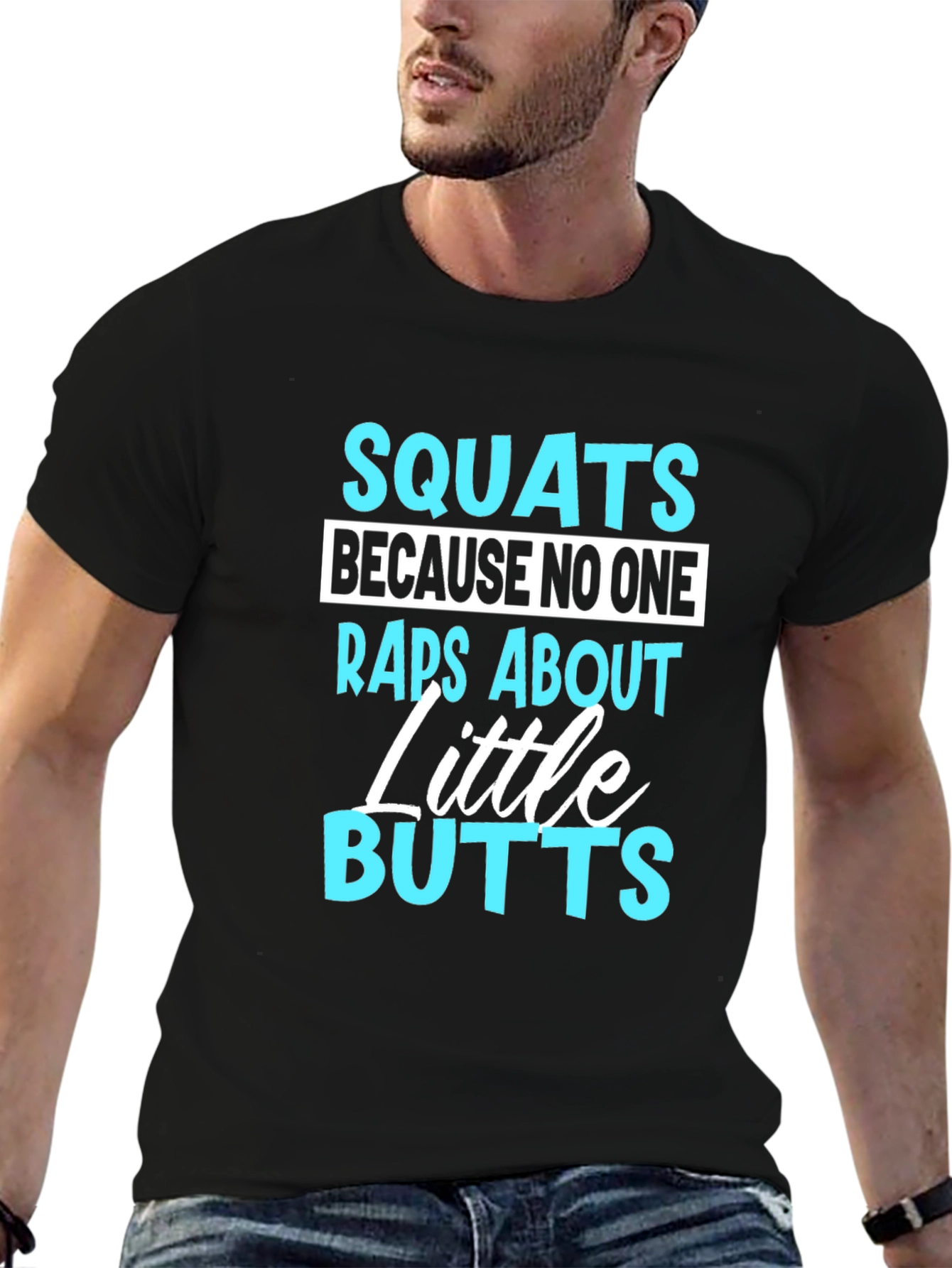 Squats Little Butts Funny Gym Black T-Shirt