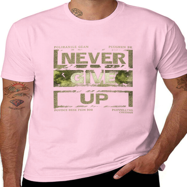 Unisex Cotton T-Shirt – “NEVER GIVE UP” Bold Graphic, Soft & Comfortable, Casual Street Style