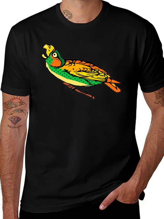 Parrot Graphic Black T-Shirt - Unique Bird Design