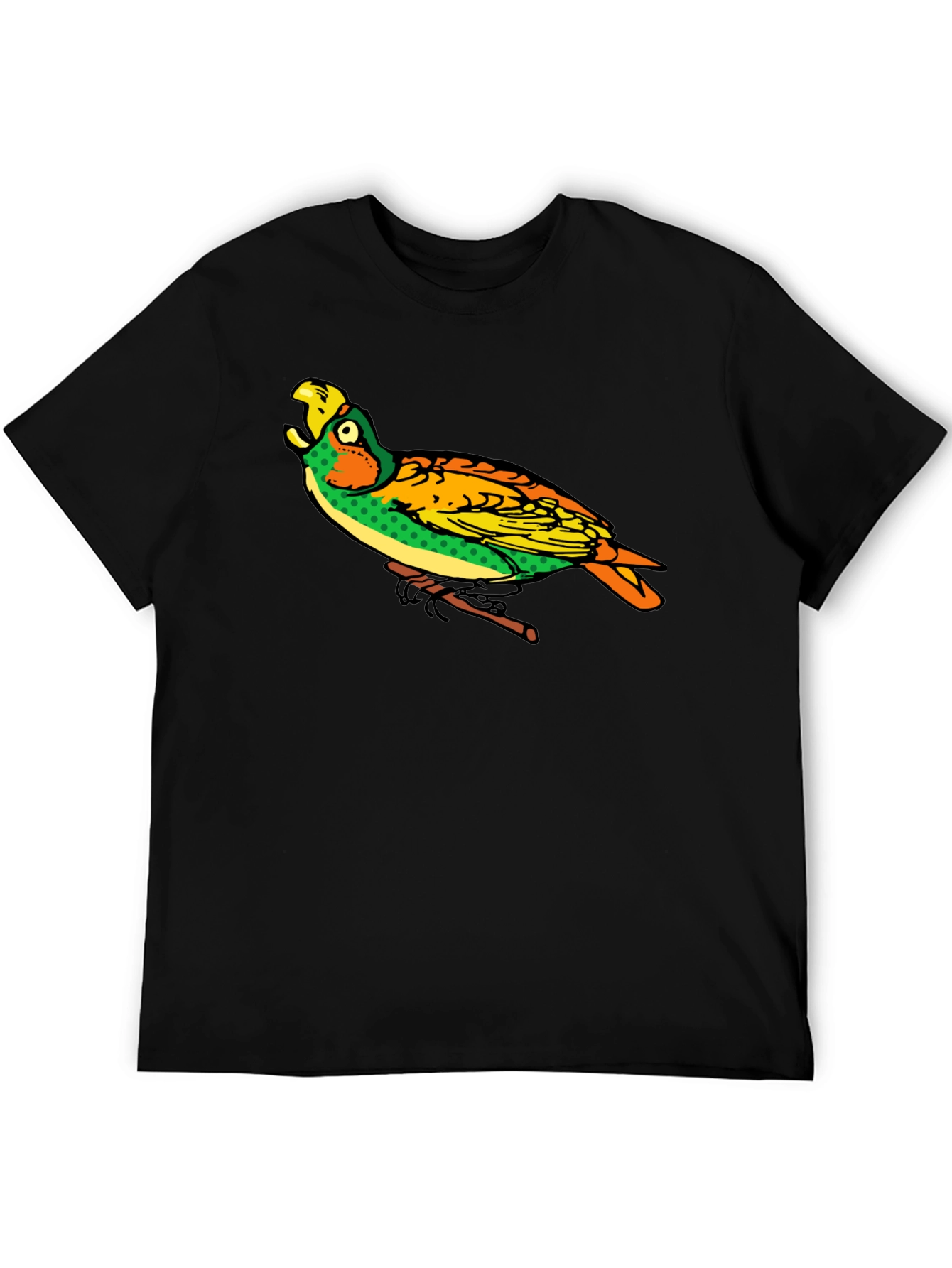 Parrot Graphic Black T-Shirt - Unique Bird Design