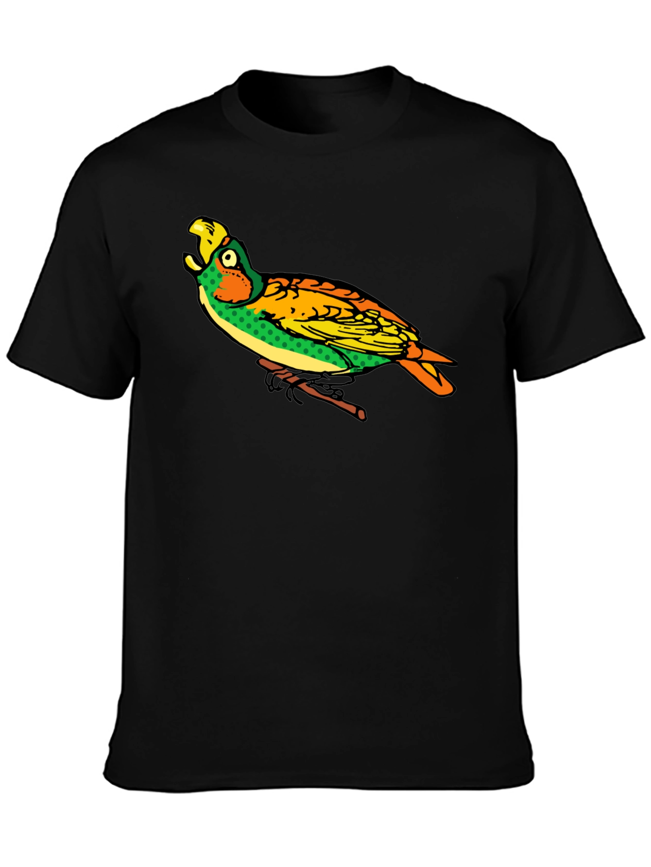 Parrot Graphic Black T-Shirt - Unique Bird Design