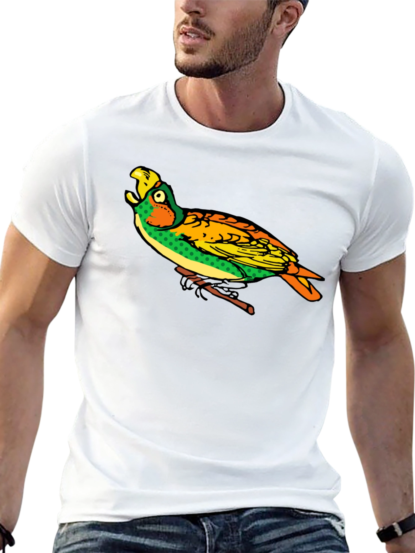 Parrot Graphic Black T-Shirt - Unique Bird Design
