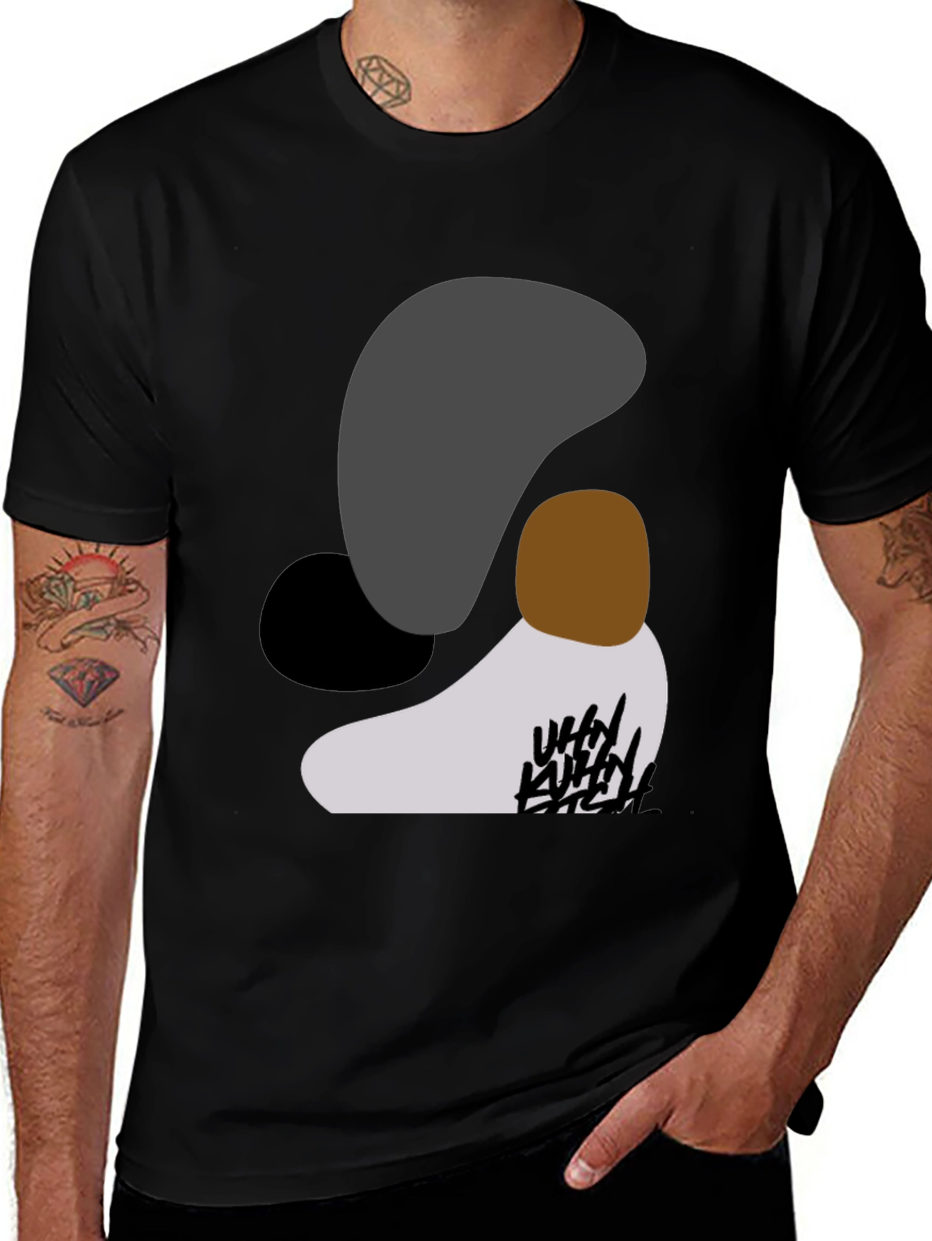 Abstract Graphic Black T-Shirt for Men