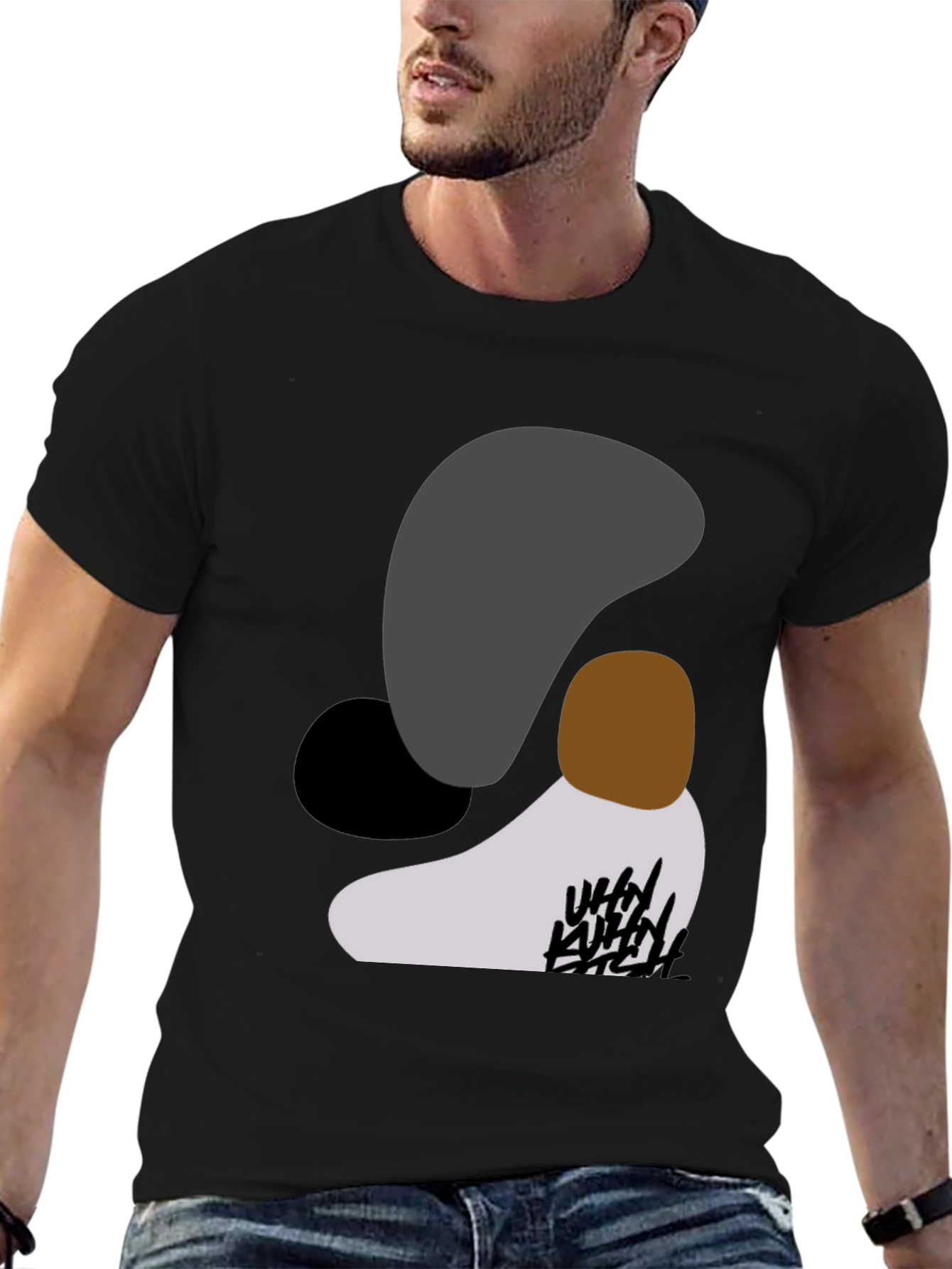 Abstract Graphic Black T-Shirt for Men