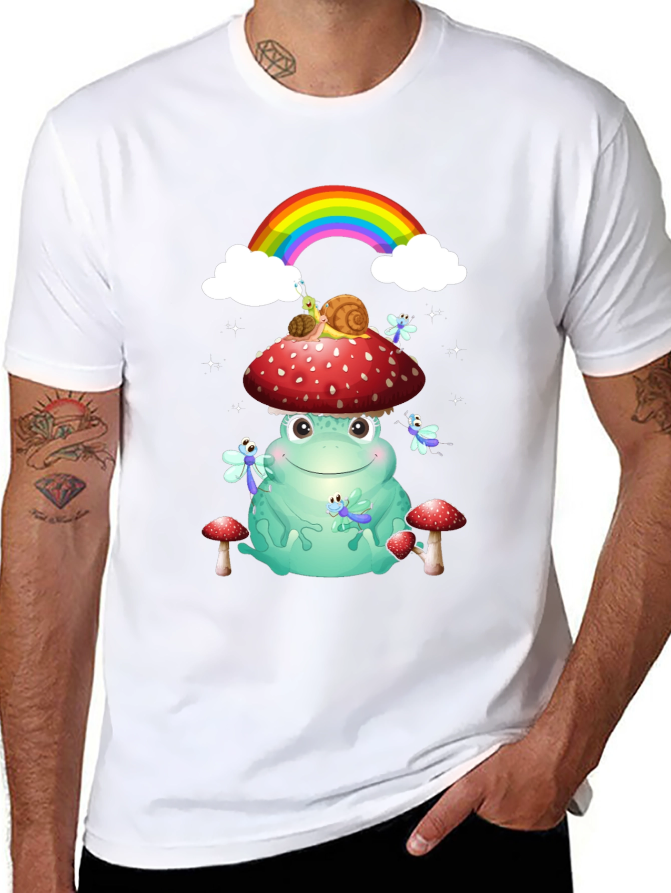 Frog & Mushroom T-Shirt with Rainbow