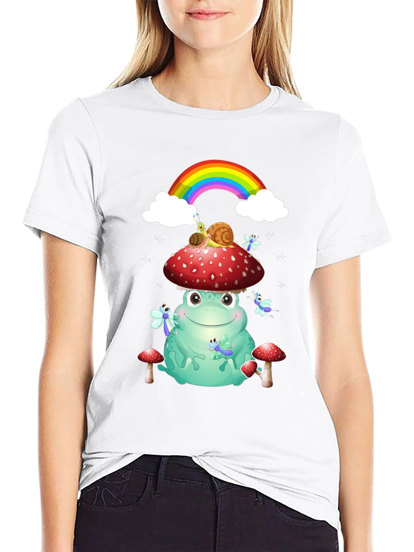 Frog & Mushroom T-Shirt with Rainbow