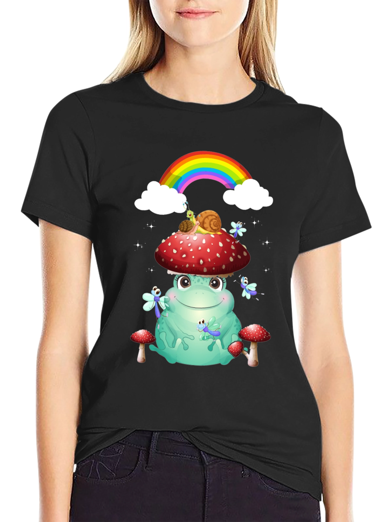 Frog & Mushroom T-Shirt with Rainbow