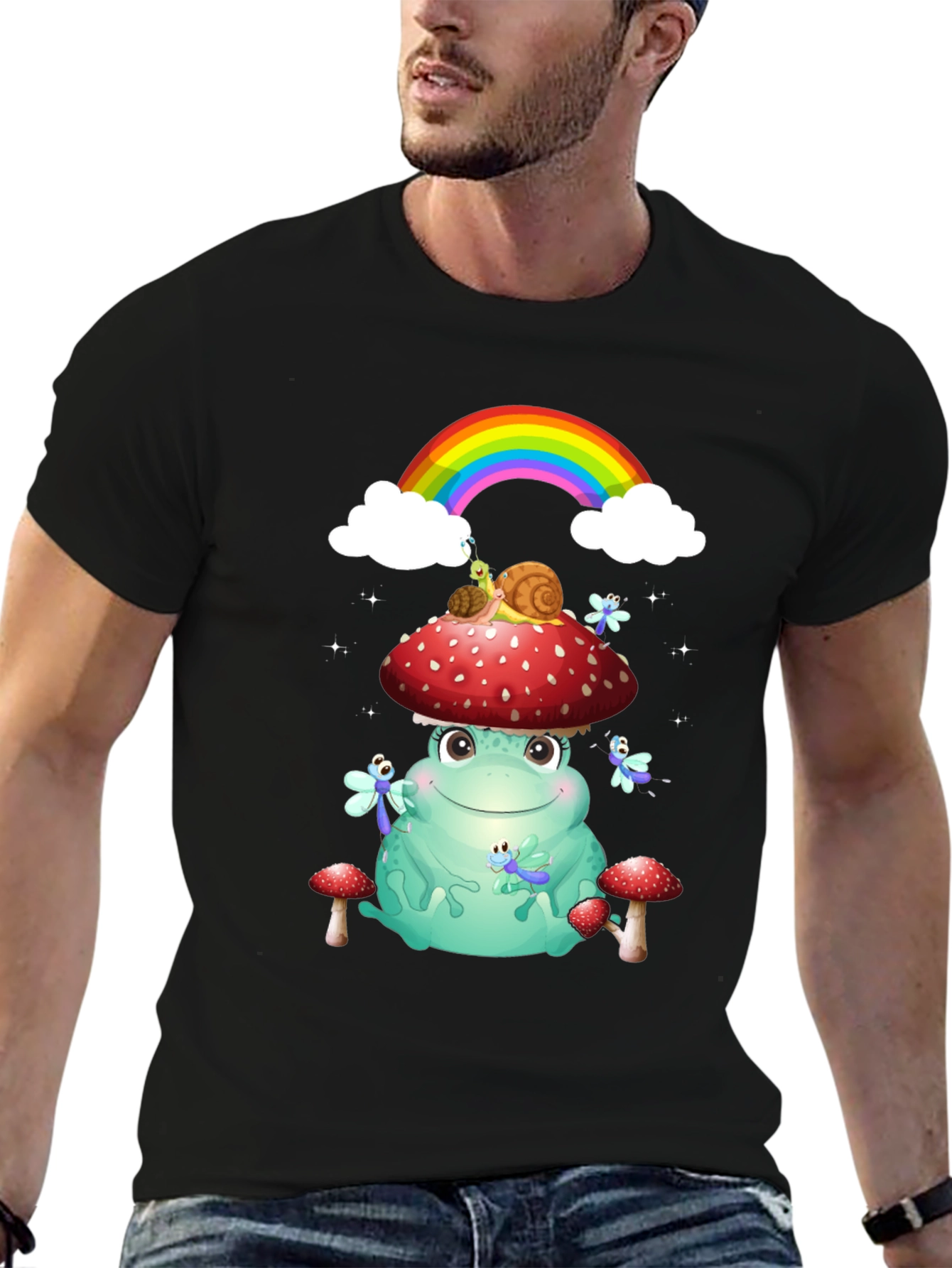 Frog & Mushroom T-Shirt with Rainbow