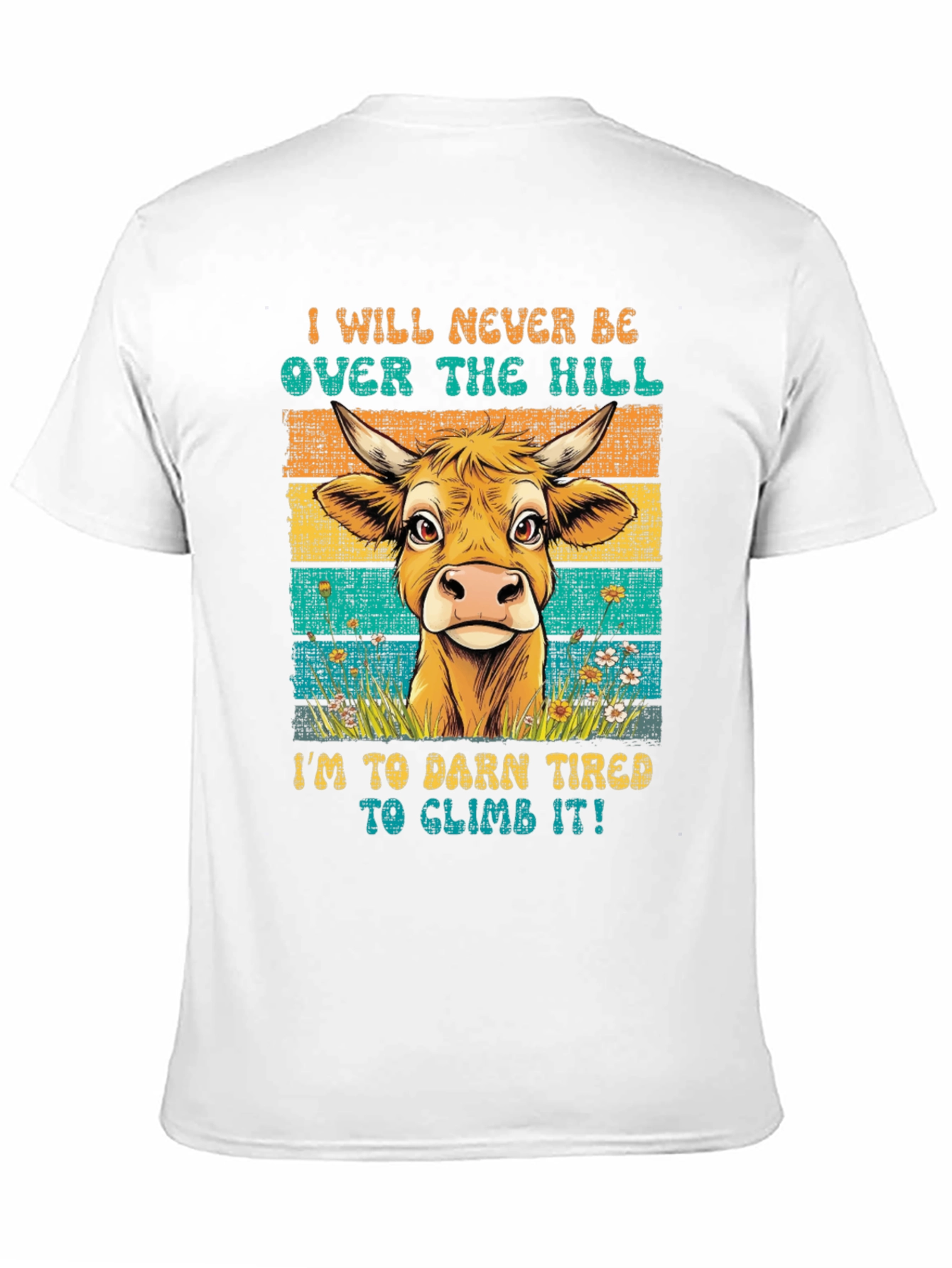 Funny Cow Over The Hill Graphic T-Shirt