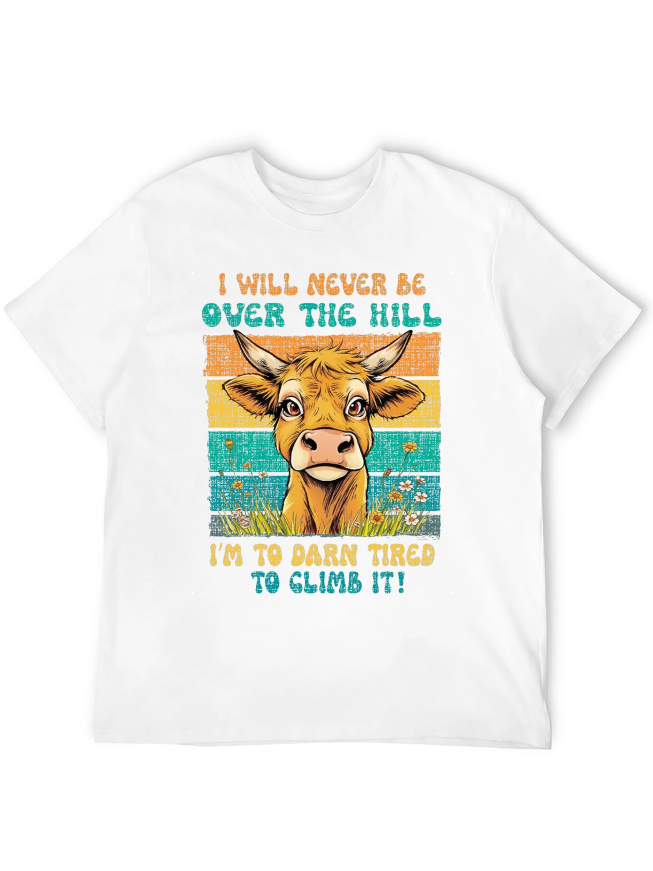Funny Cow Over The Hill Graphic T-Shirt