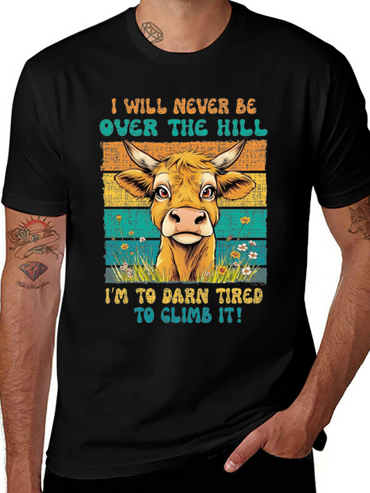 Funny Cow Over The Hill Graphic T-Shirt