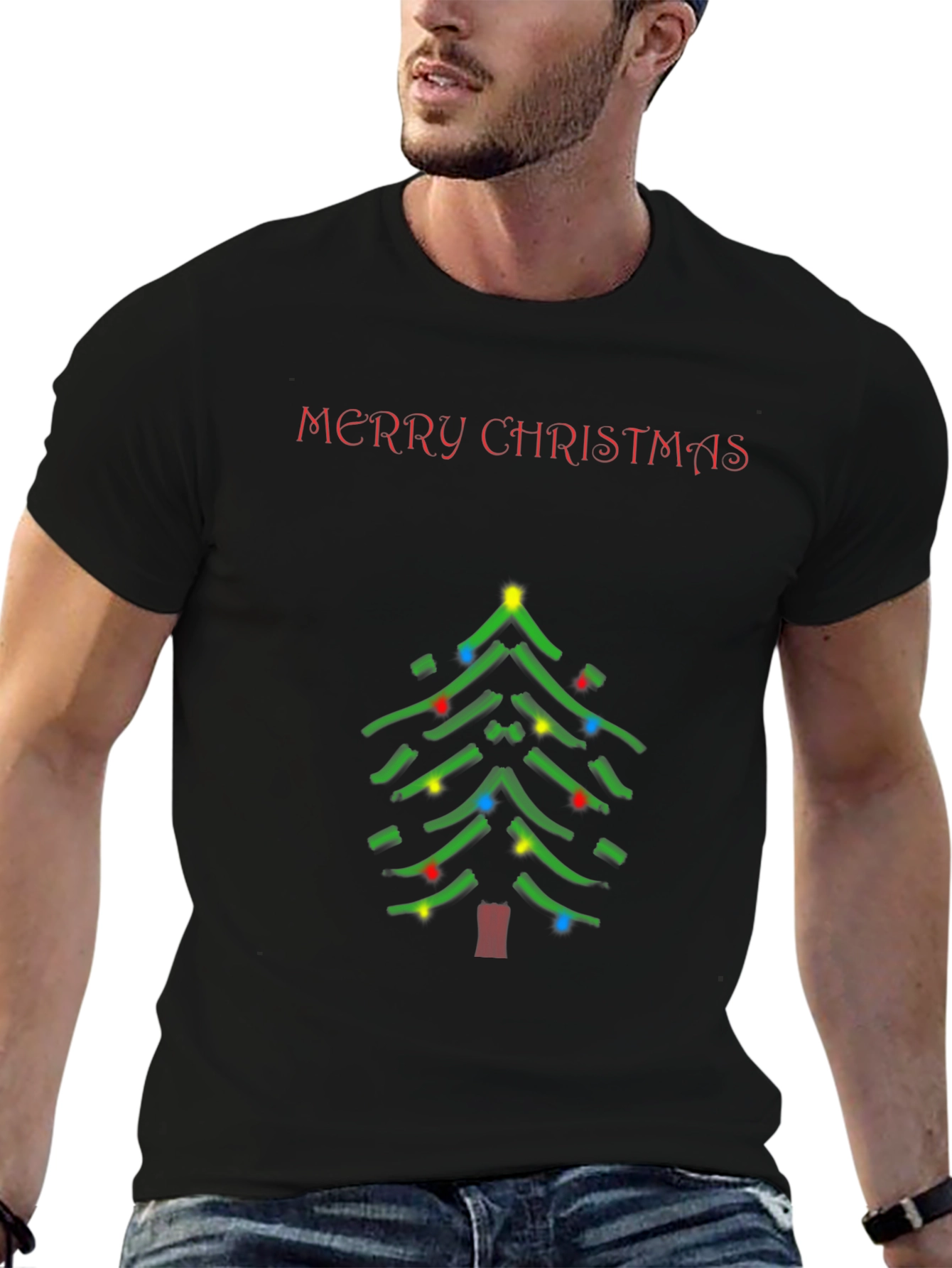 Merry Christmas Tree Graphic T-Shirt