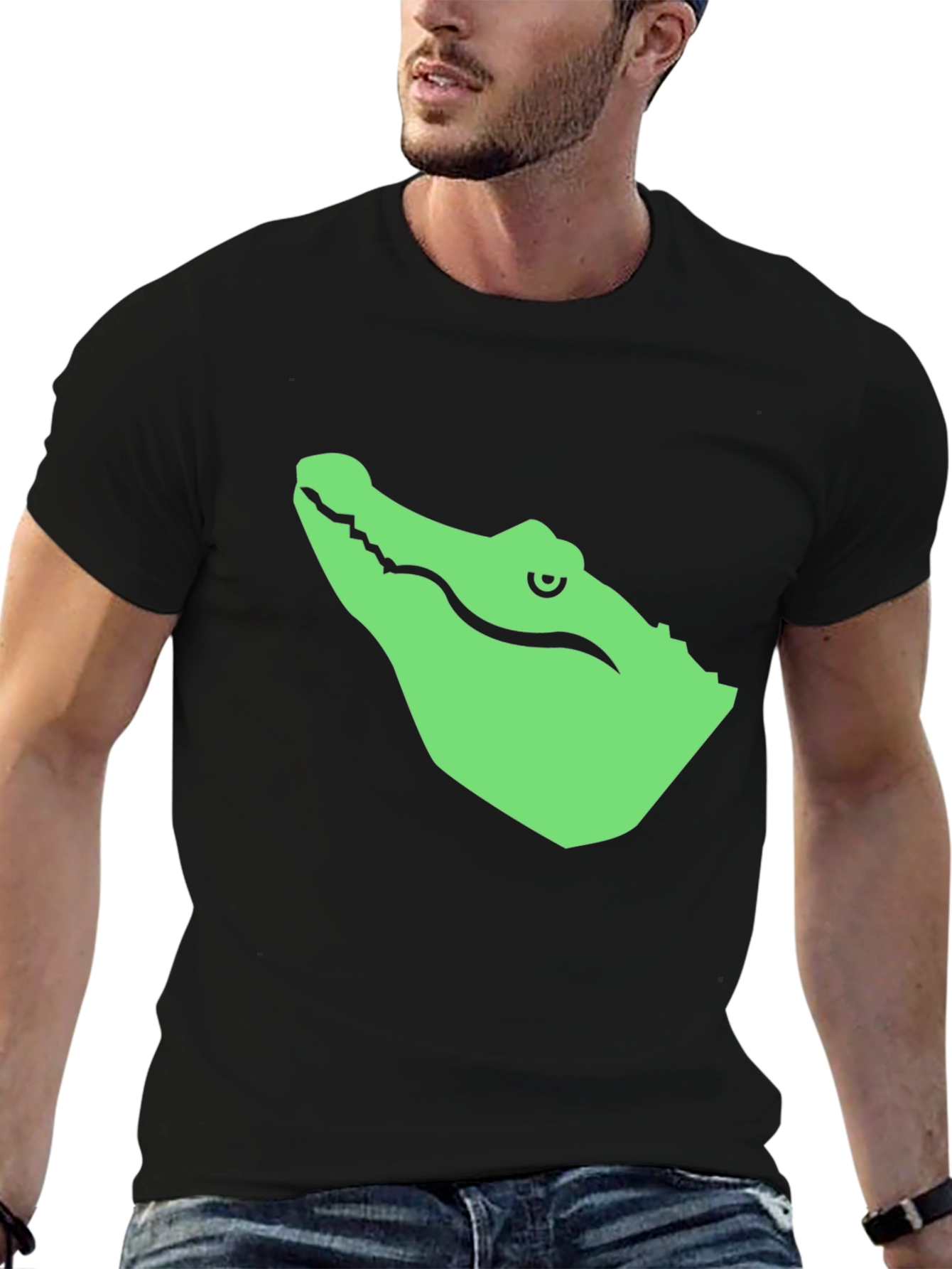 Alligator Graphic Tee - Black Cotton T-Shirt