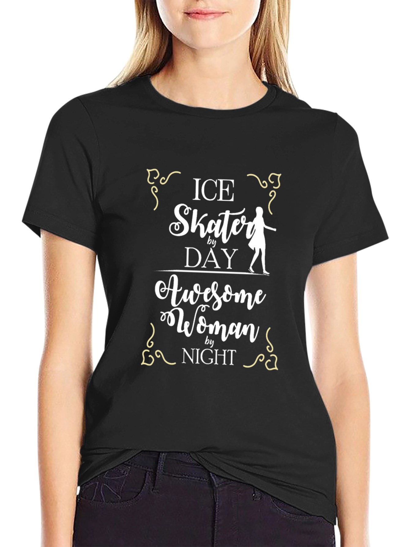 Ice Skater Awesome Woman T-Shirt - Black