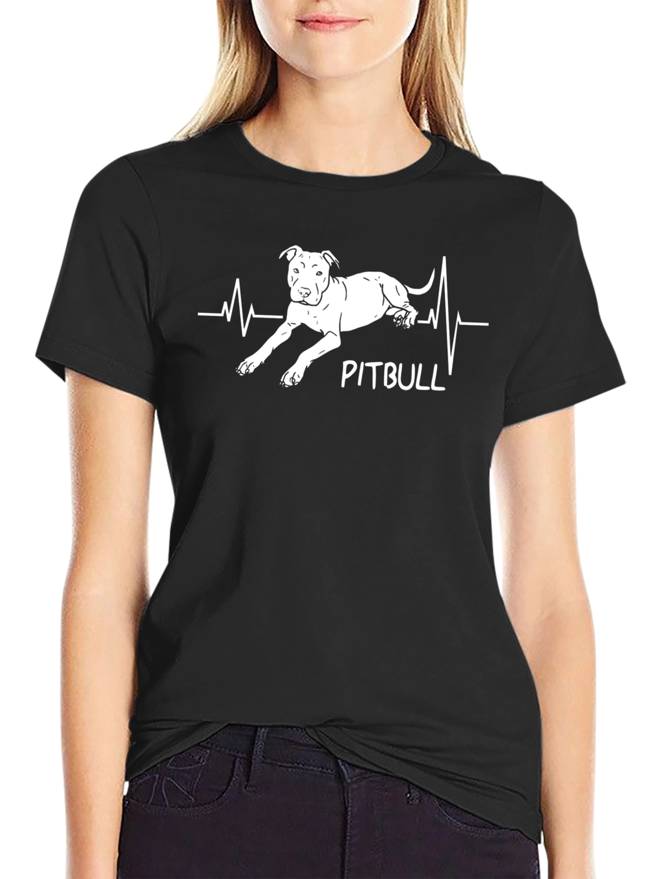 Pitbull Heartbeat Line T-Shirt – Dog Lover Graphic Tee Gift