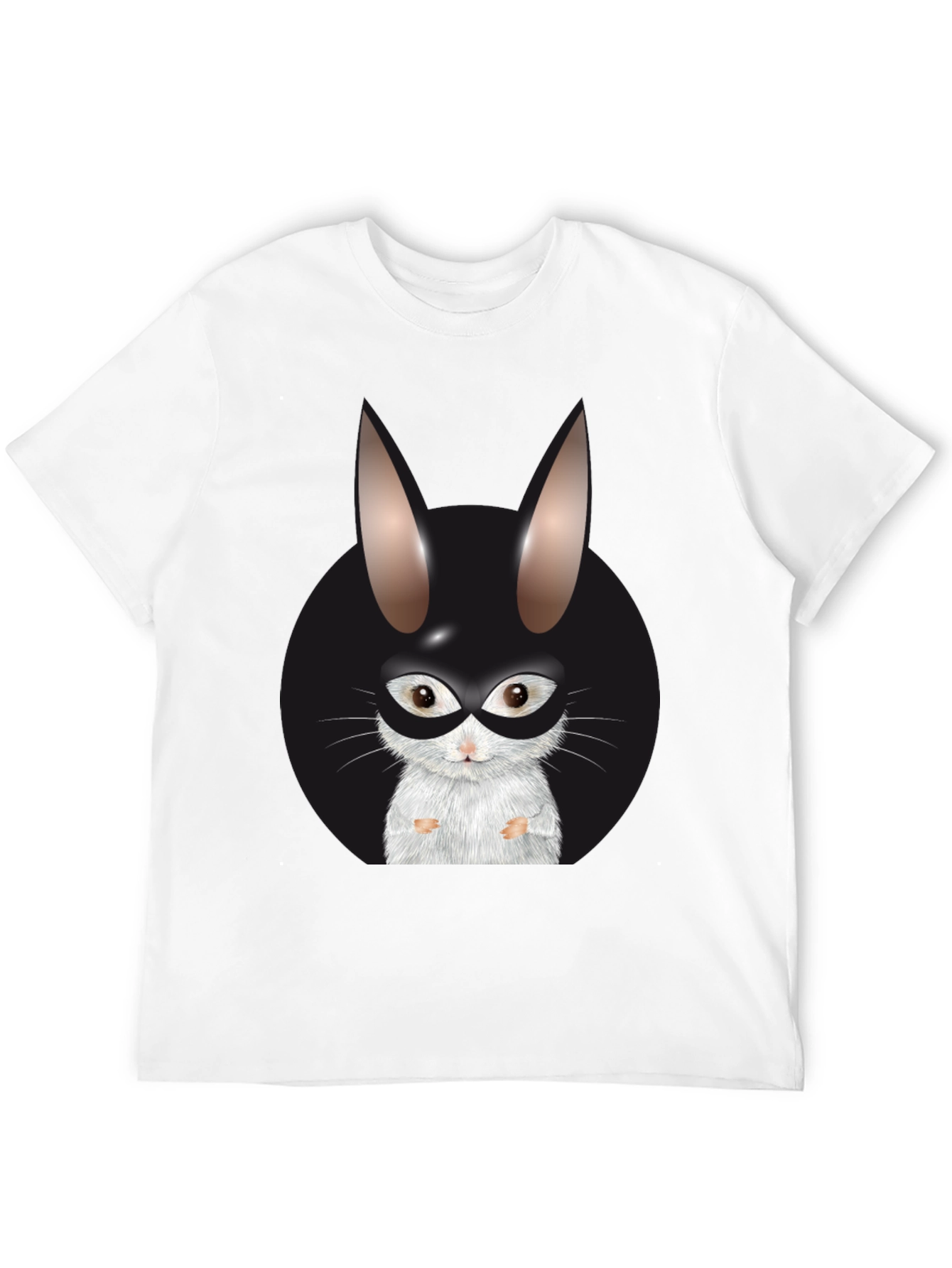 Black T-Shirt with Rabbit Superhero Graphic