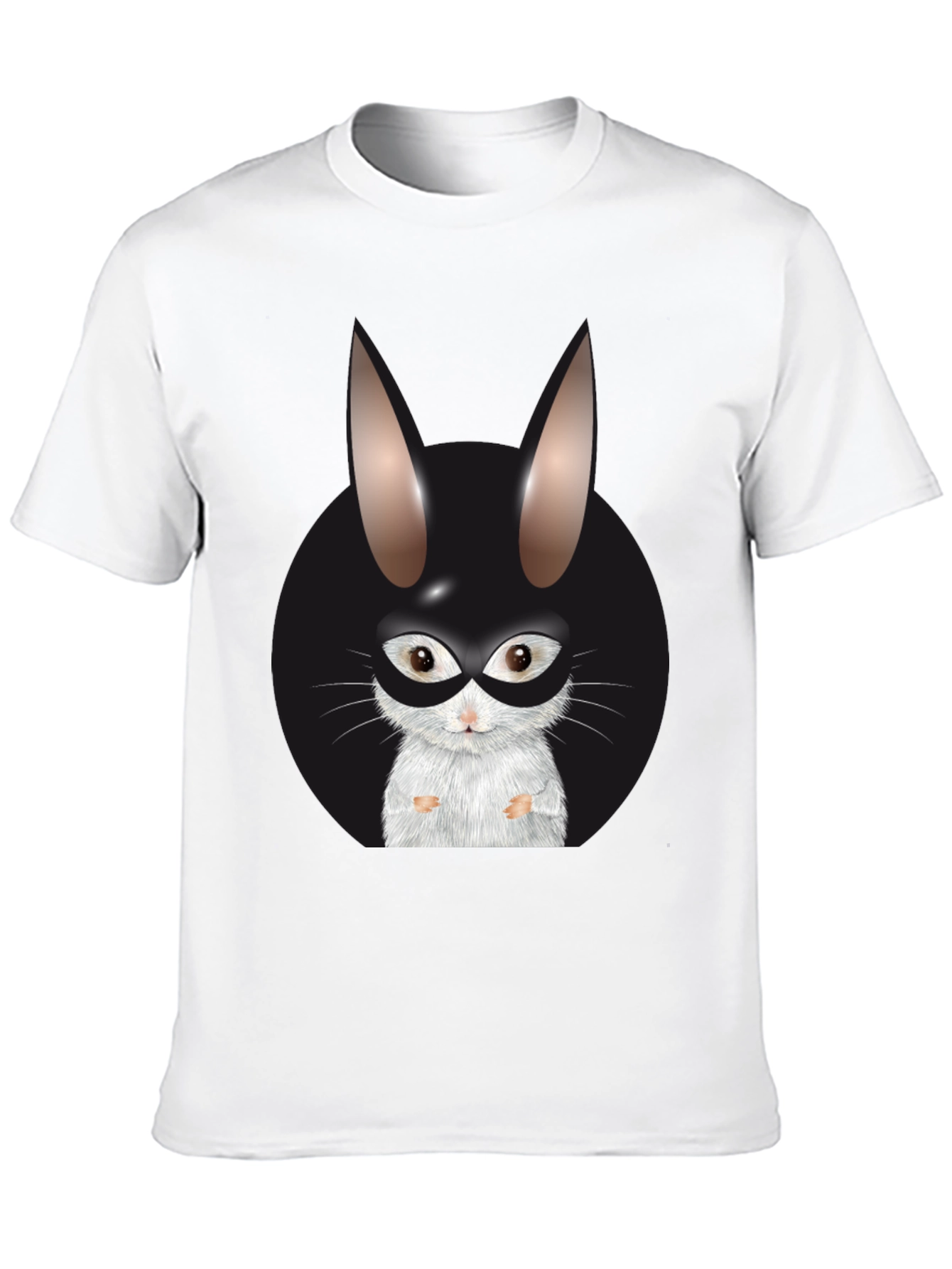 Black T-Shirt with Rabbit Superhero Graphic