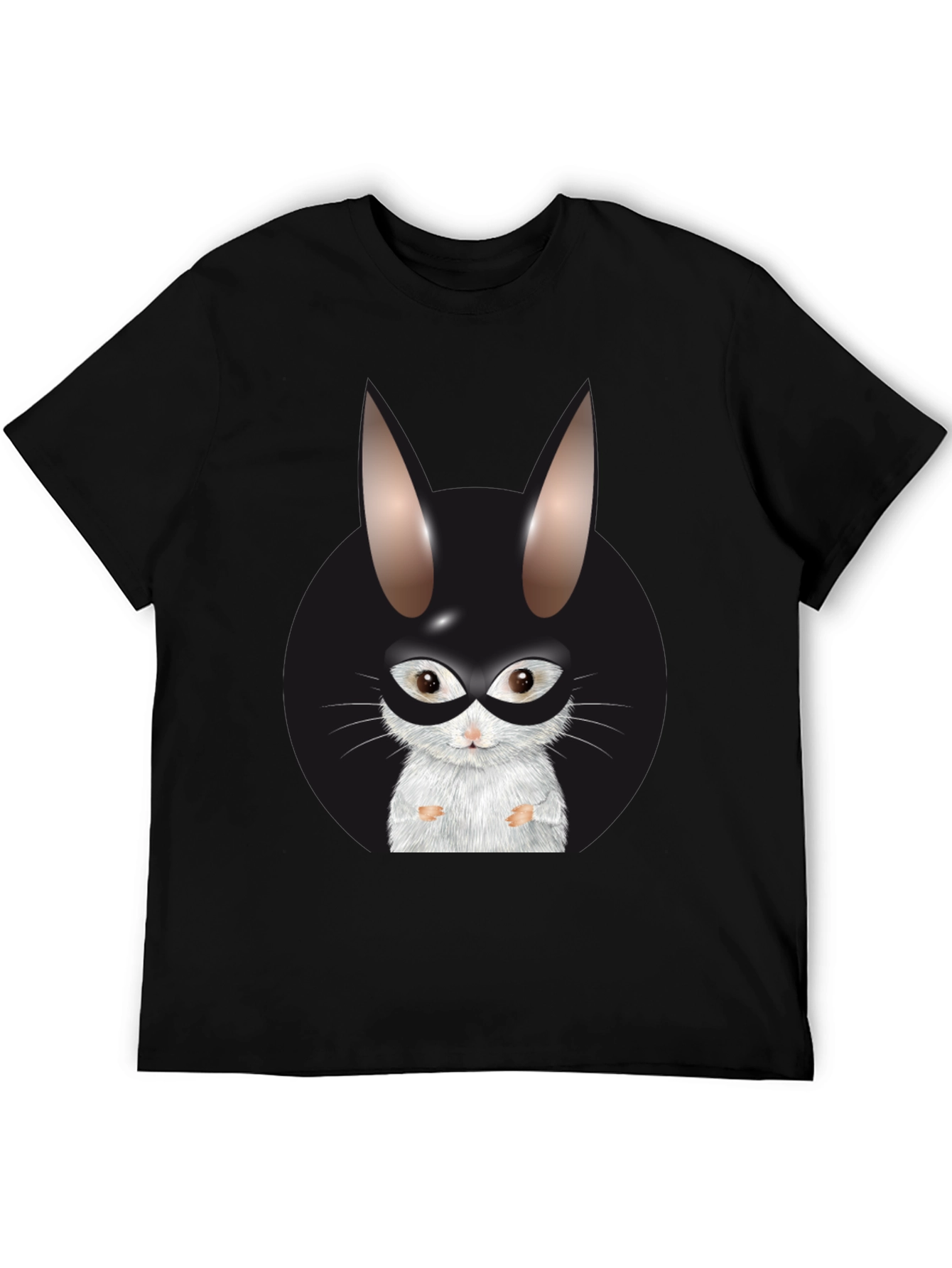 Black T-Shirt with Rabbit Superhero Graphic