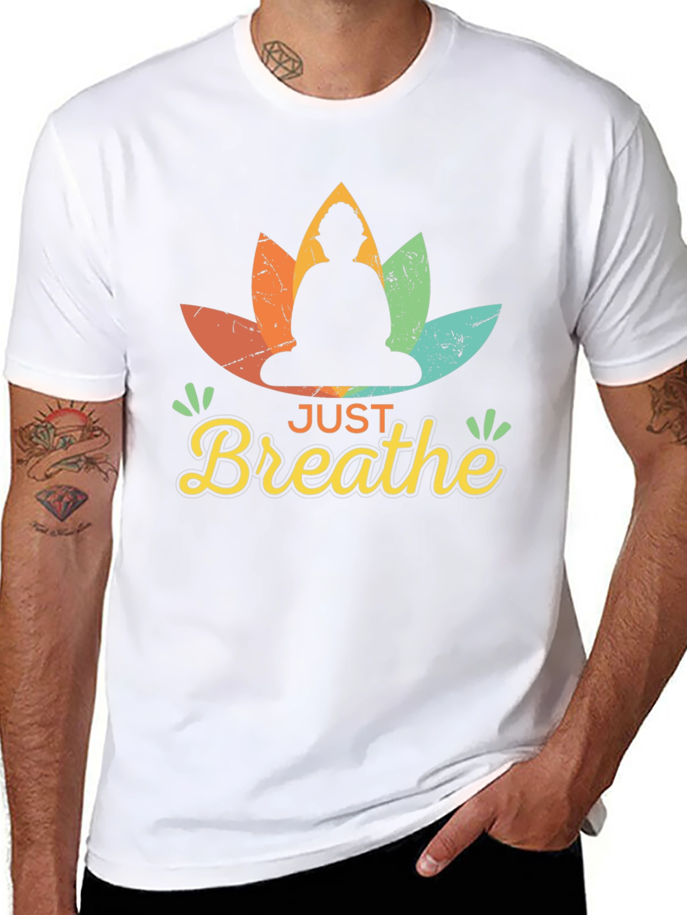 Just Breathe Buddha Graphic Tee