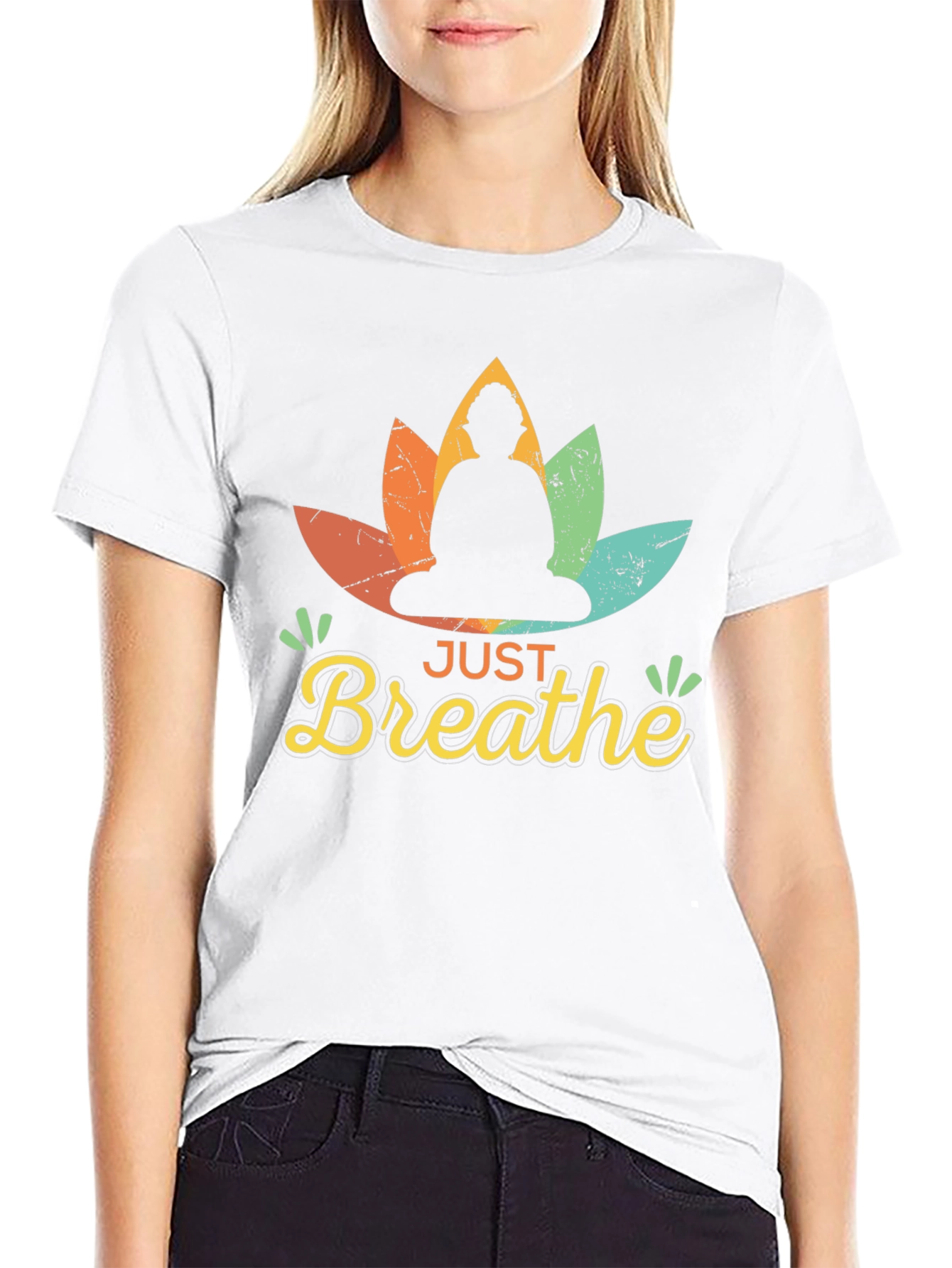 Just Breathe Buddha Graphic Tee
