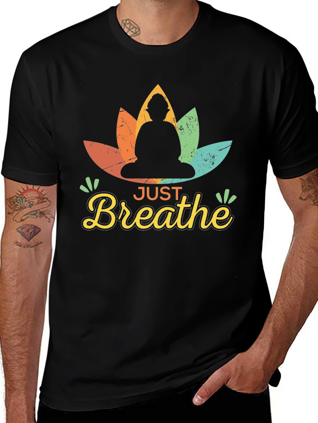Just Breathe Buddha Graphic Tee