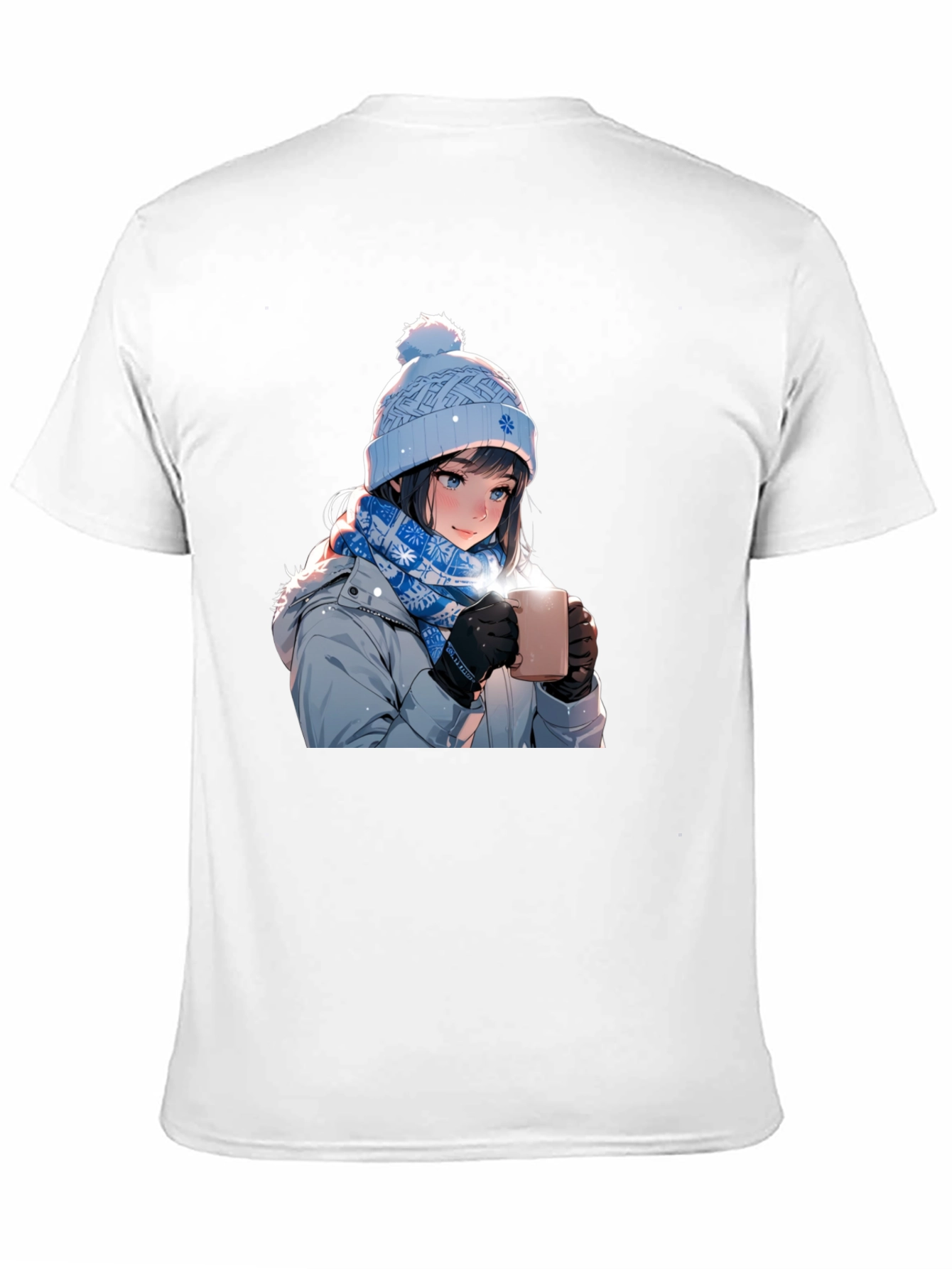 Anime Girl Winter T-Shirt - Cozy Hot Chocolate Design