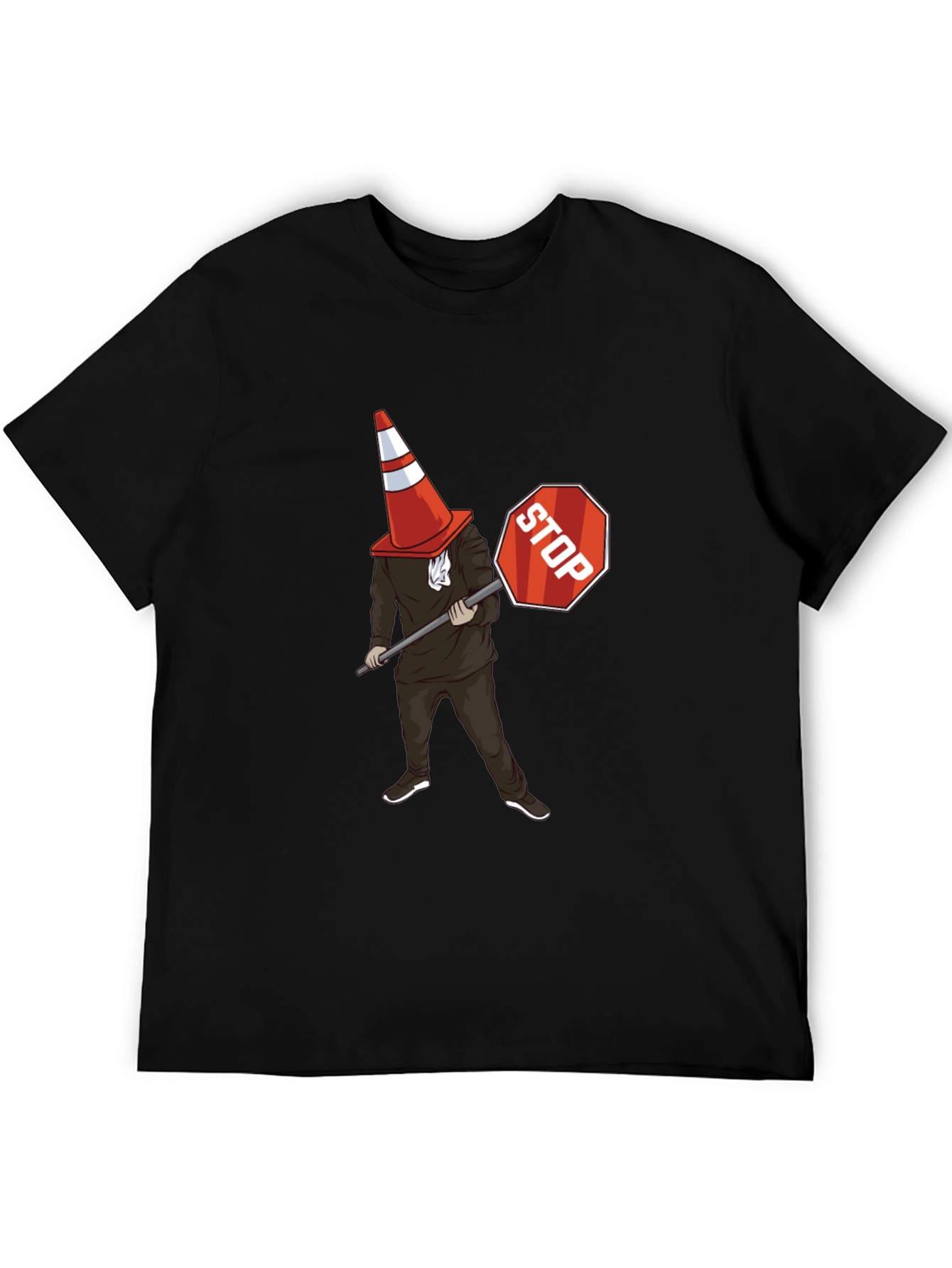 Traffic Cone Stop Sign Graphic T-Shirt