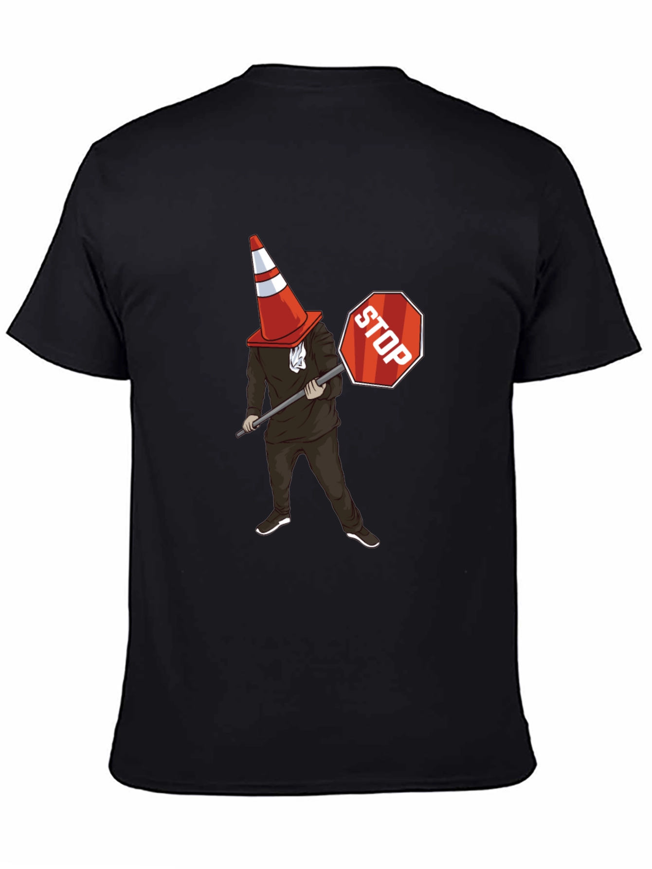 Traffic Cone Stop Sign Graphic T-Shirt