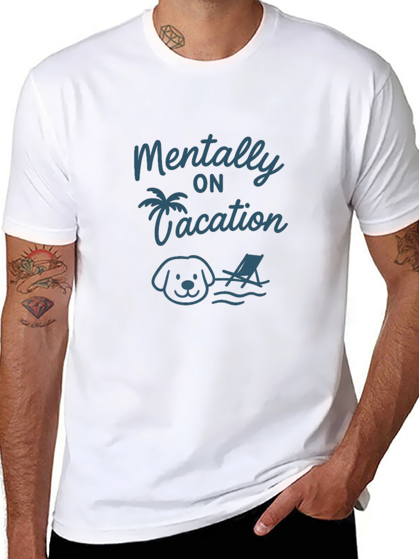 Mentally on Vacation Dog T-Shirt – Funny Relaxed Graphic Tee Gift
