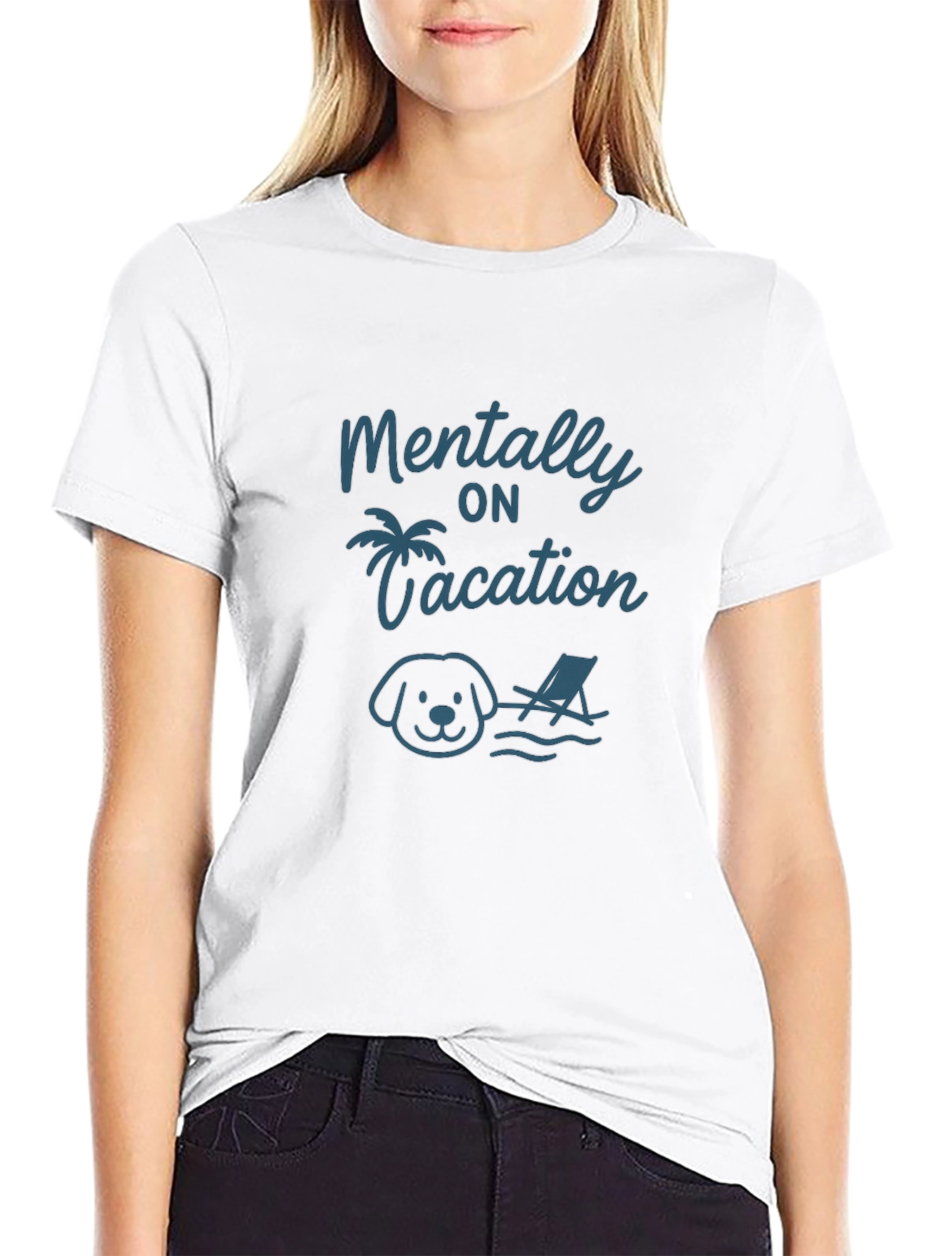 Mentally on Vacation Dog T-Shirt – Funny Relaxed Graphic Tee Gift
