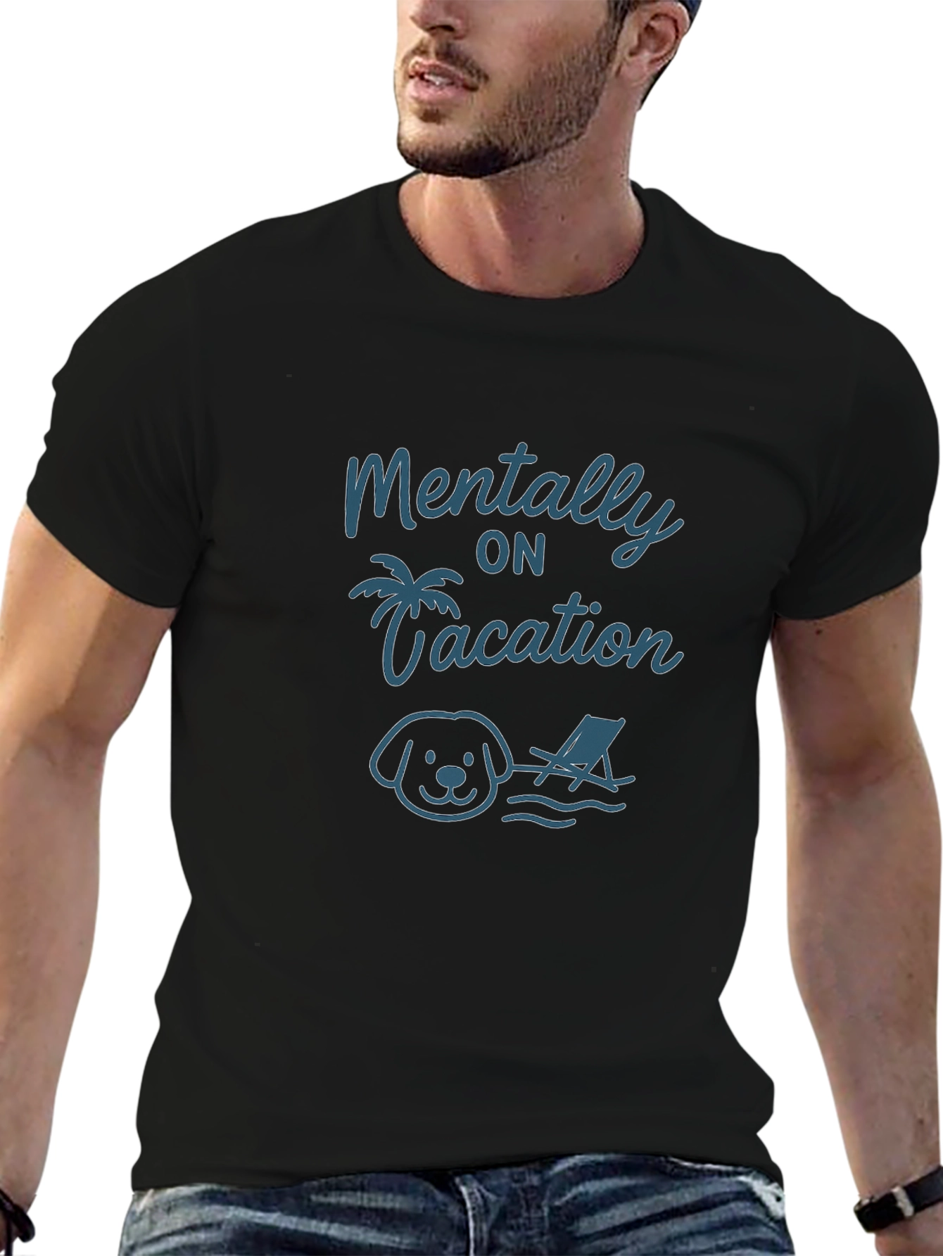 Mentally on Vacation Dog T-Shirt – Funny Relaxed Graphic Tee Gift