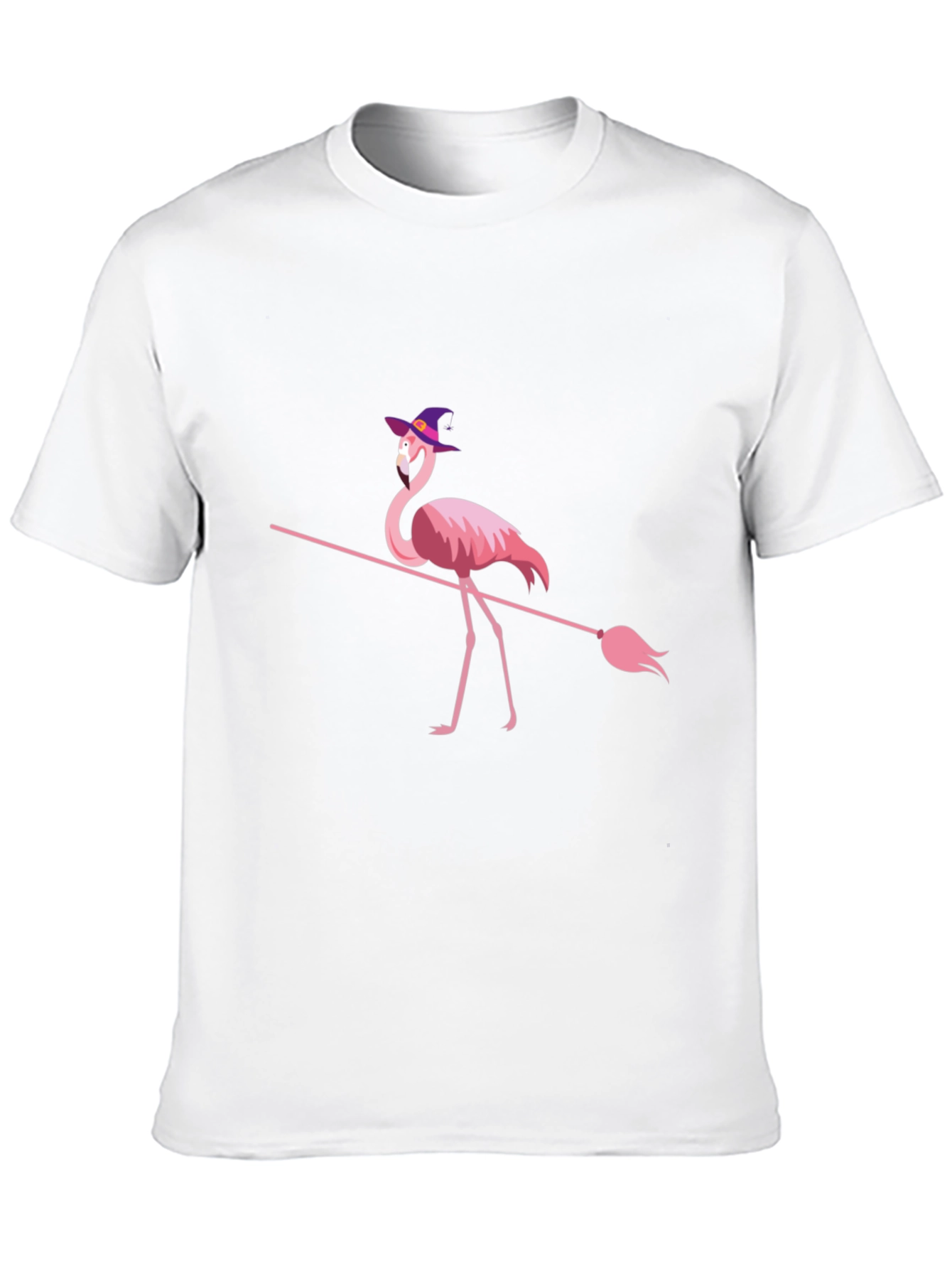Flamingo Witch Halloween Black T-Shirt