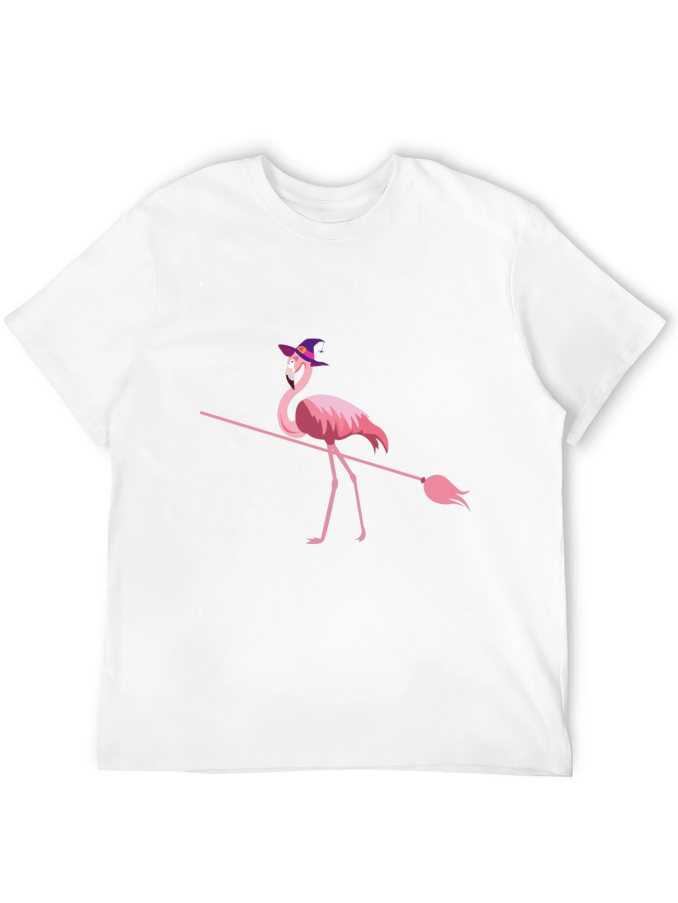 Flamingo Witch Halloween Black T-Shirt