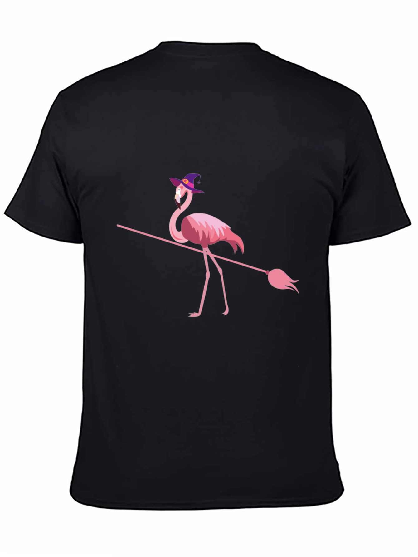 Flamingo Witch Halloween Black T-Shirt