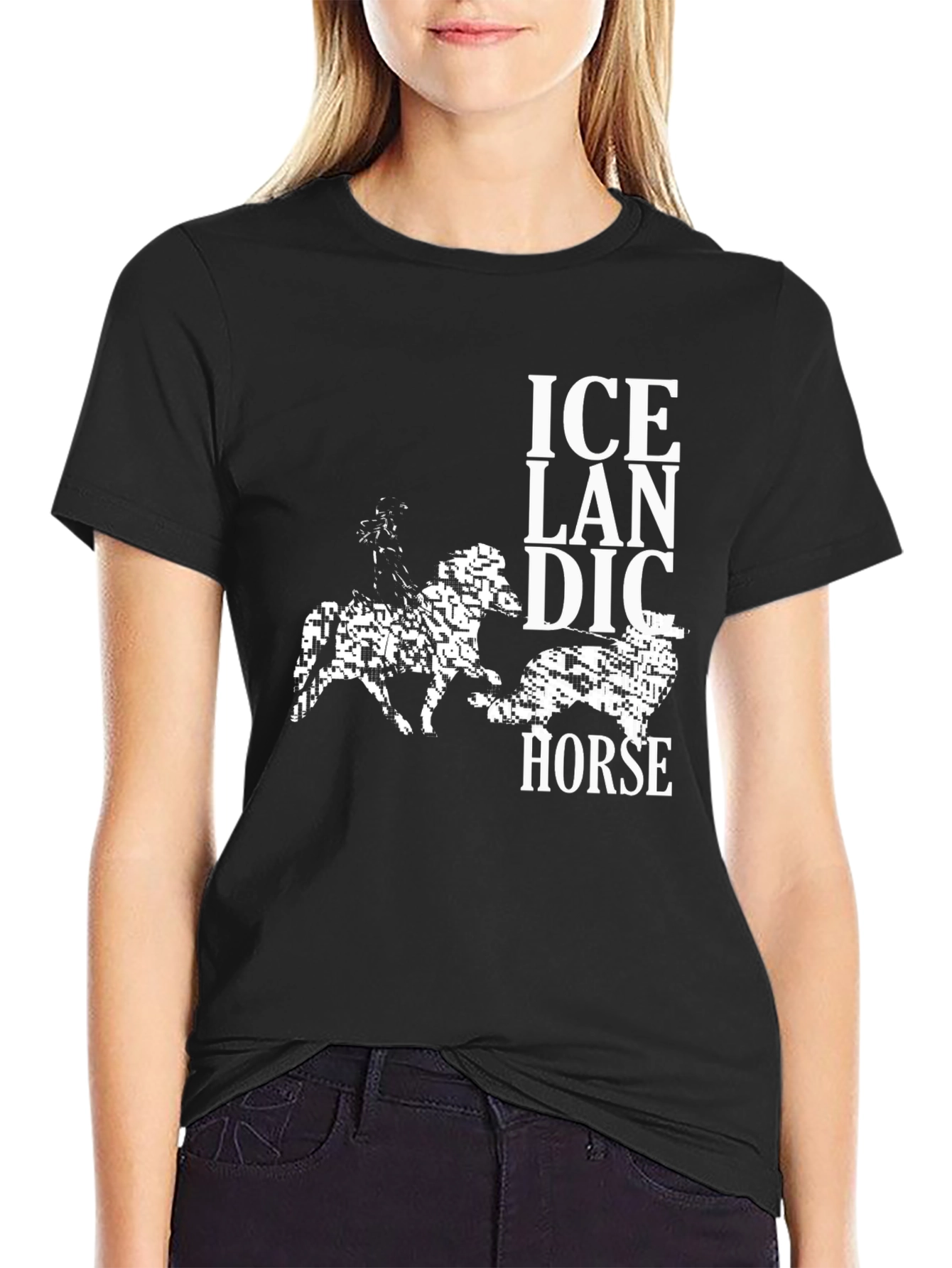 Icelandic Horse Graphic Tee - Black