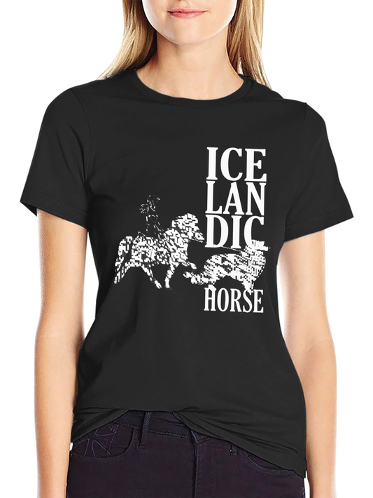 Icelandic Horse Graphic Tee - Black