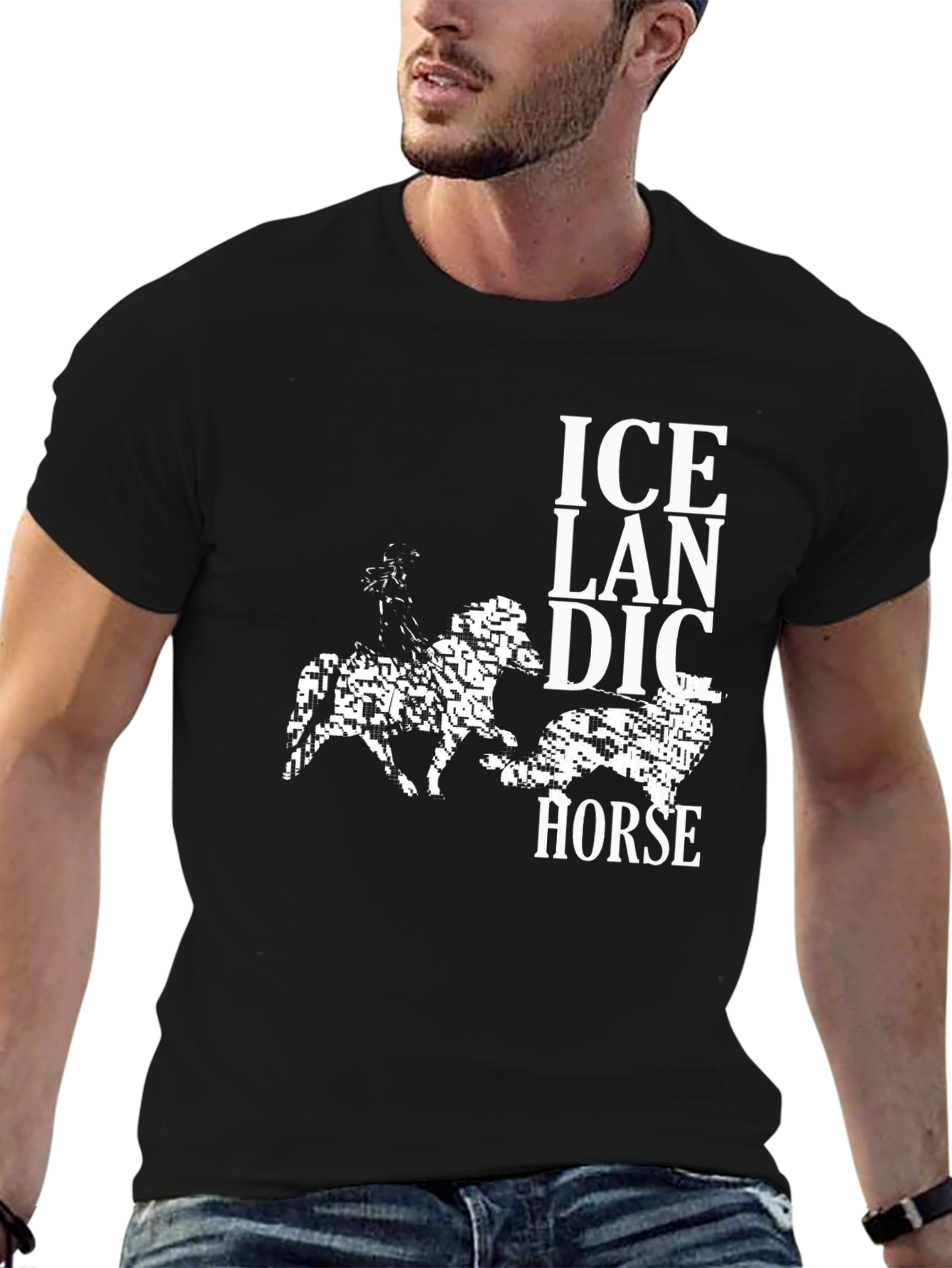 Icelandic Horse Graphic Tee - Black