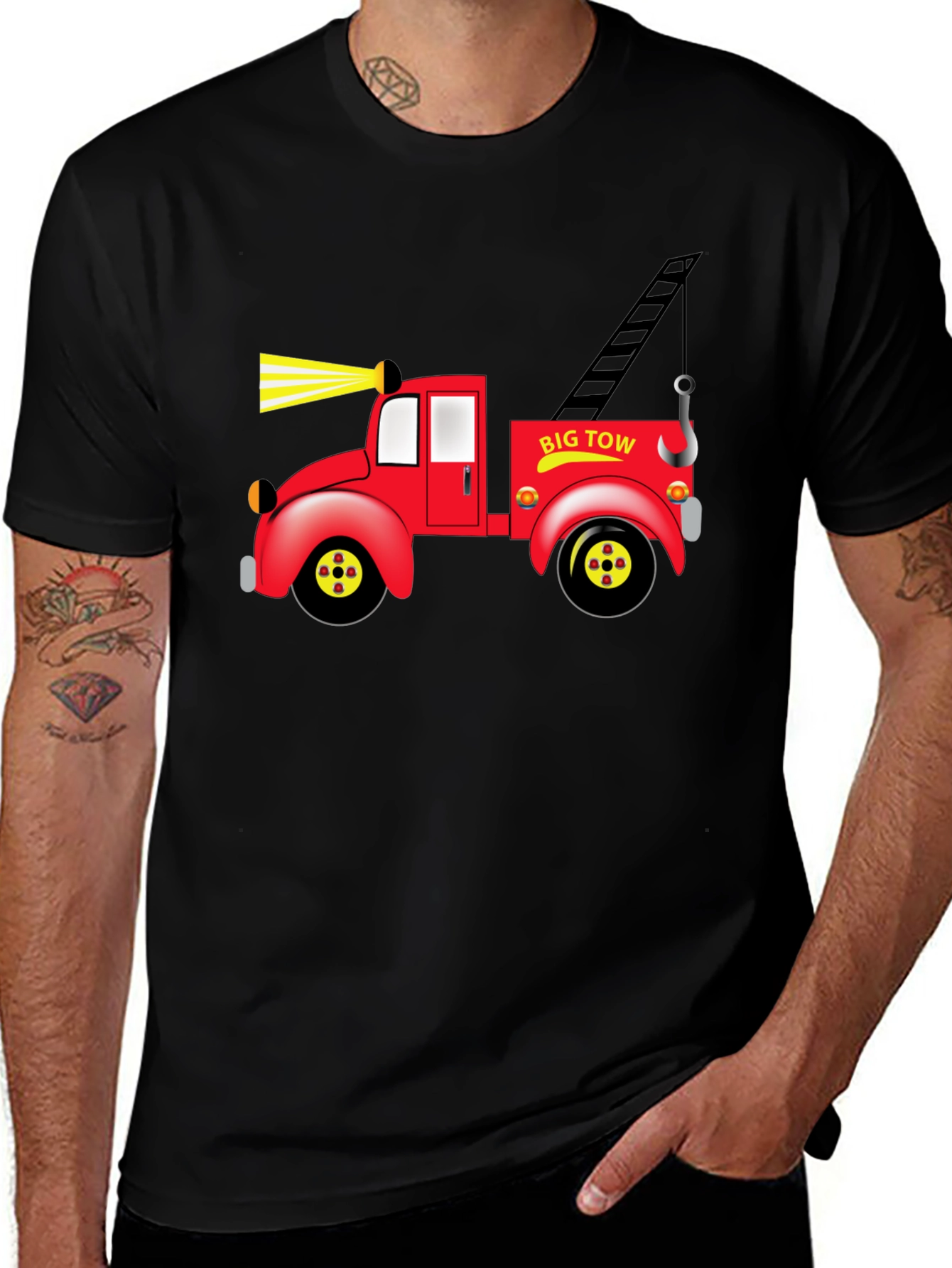Big Tow Truck Graphic Black T-Shirt