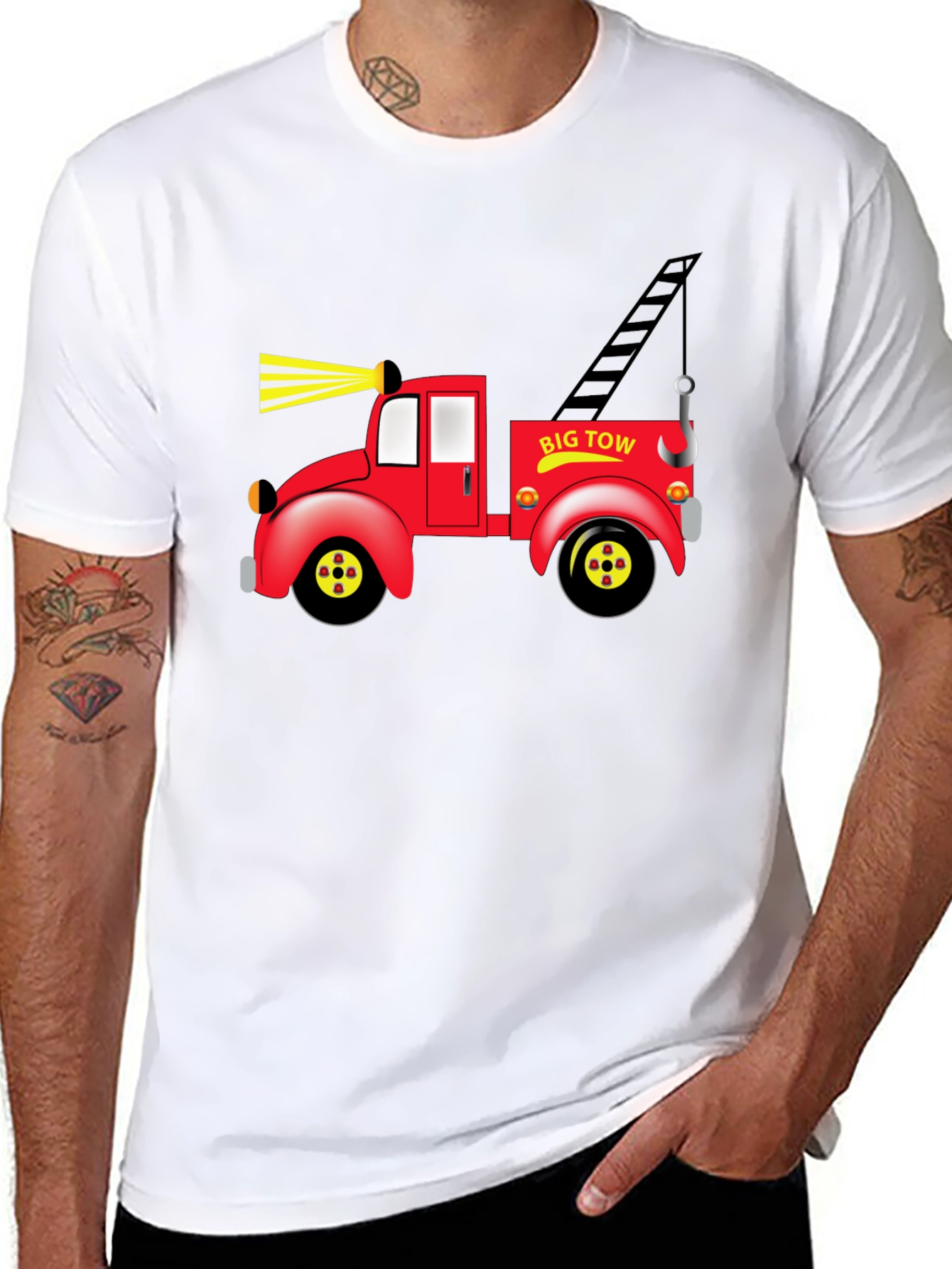 Big Tow Truck Graphic Black T-Shirt