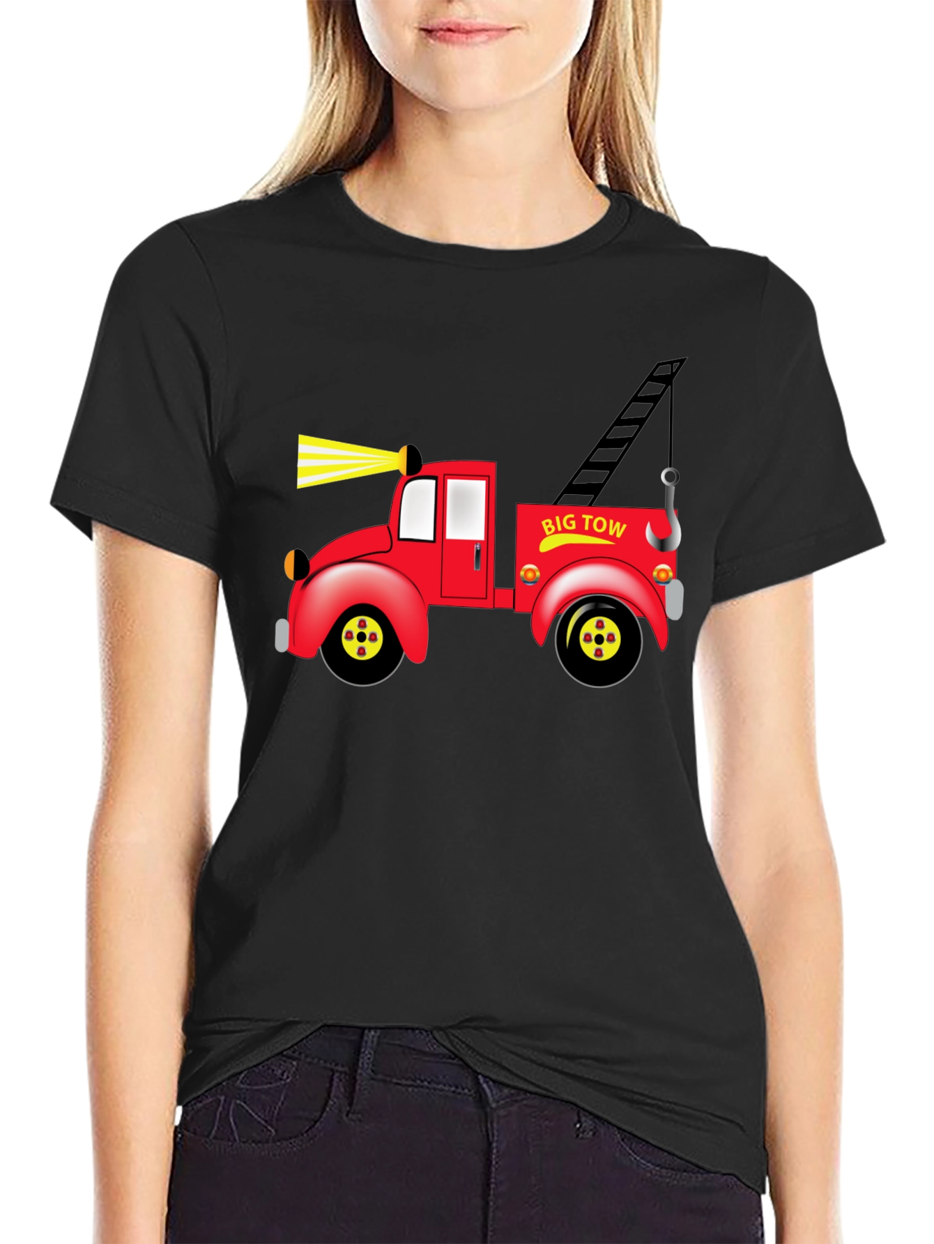 Big Tow Truck Graphic Black T-Shirt