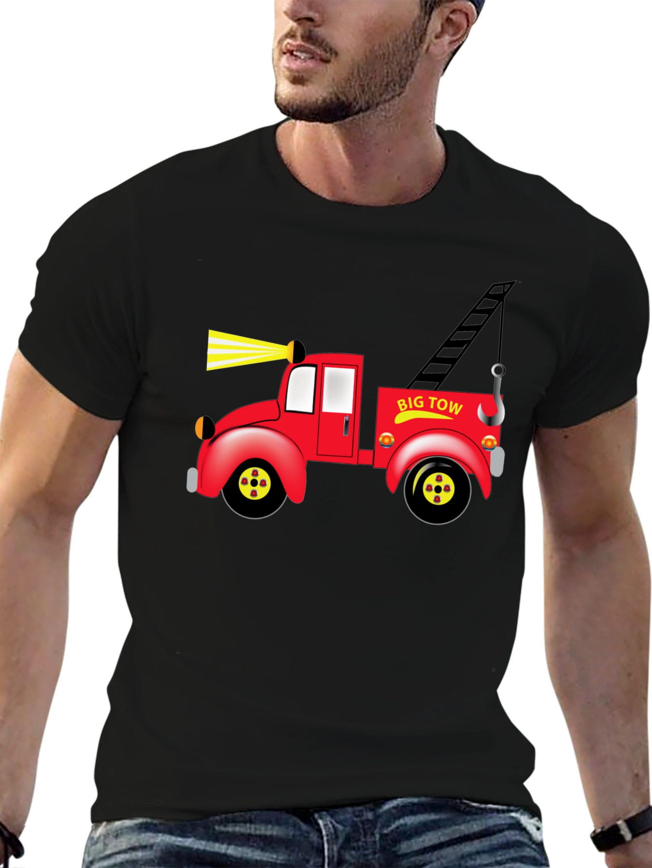 Big Tow Truck Graphic Black T-Shirt