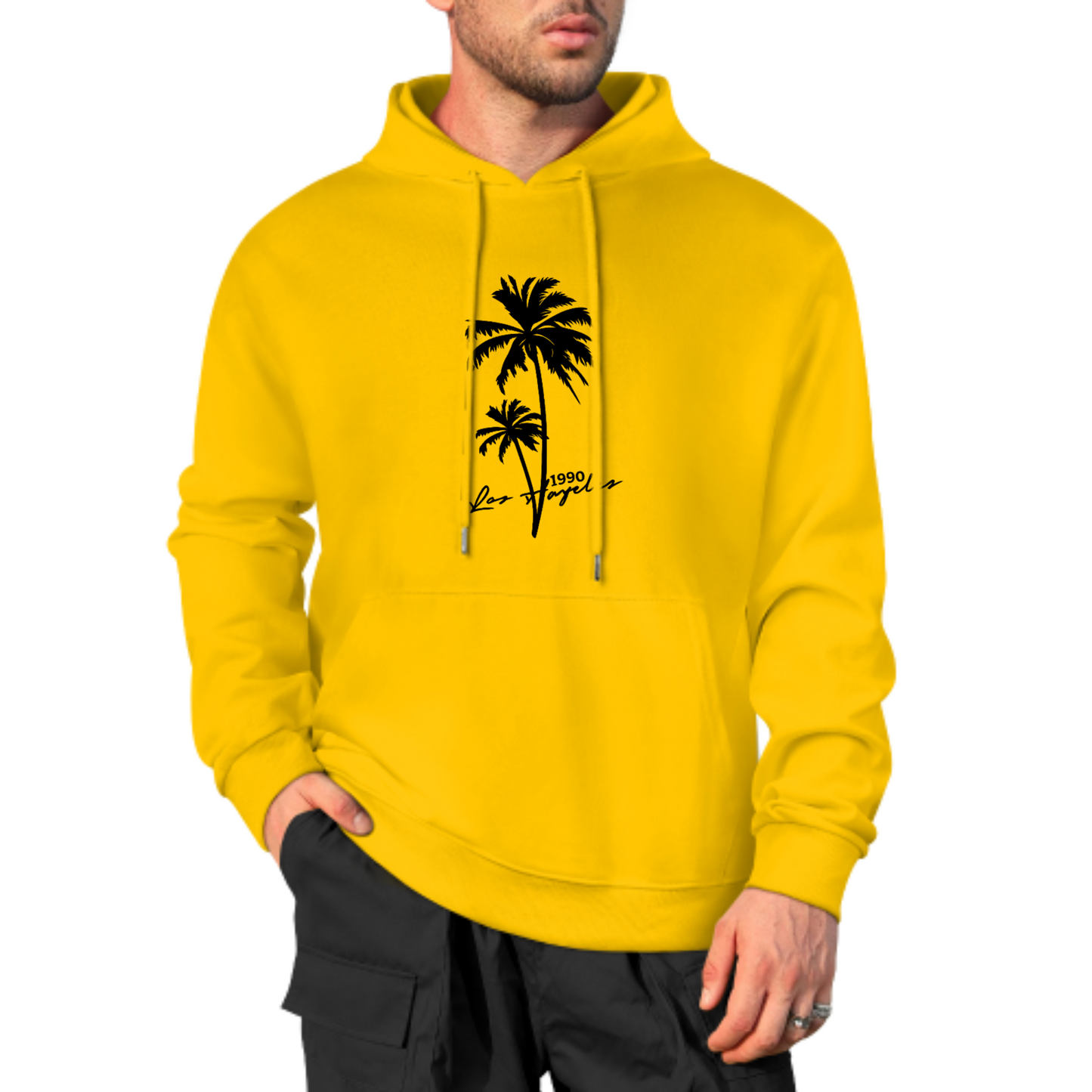 Palm Tree Graphic Hoodie, Summer Vibes Sweatshirt, Stylish Black Hoodie for Beach Lovers, Casual & Trendy Streetwear, Unisex Fashion Hoodie