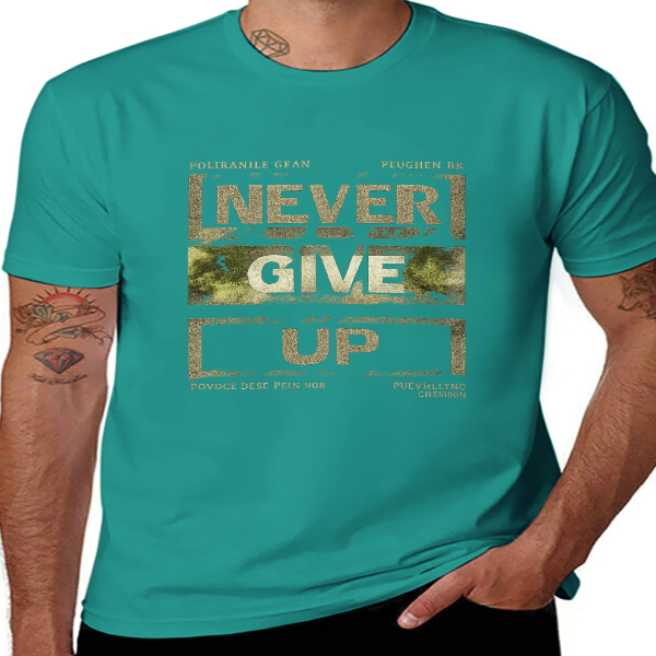 Unisex Cotton T-Shirt – “NEVER GIVE UP” Bold Graphic, Soft & Comfortable, Casual Street Style