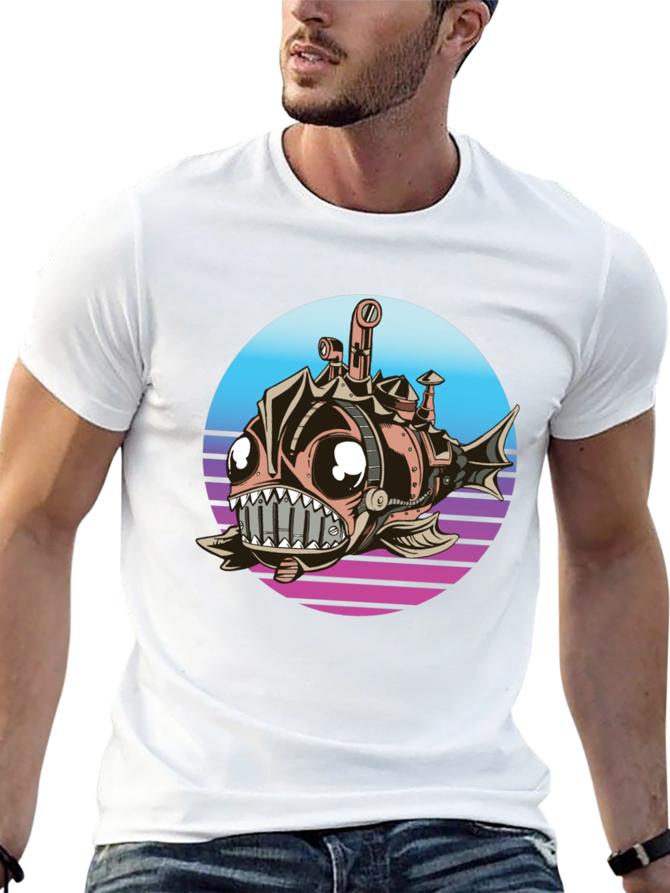 Steampunk Anglerfish T-Shirt - Retro Submarine Design