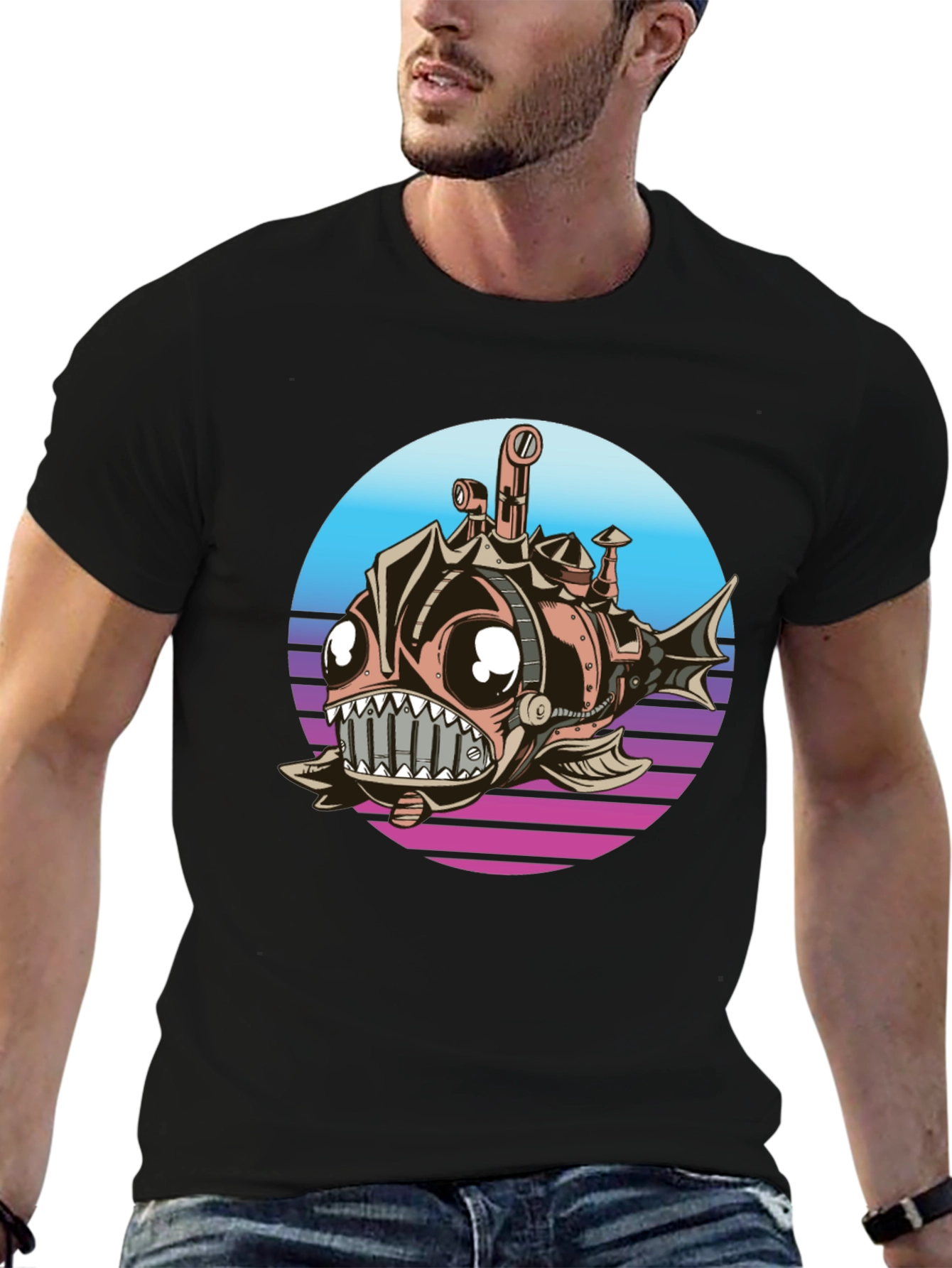 Steampunk Anglerfish T-Shirt - Retro Submarine Design