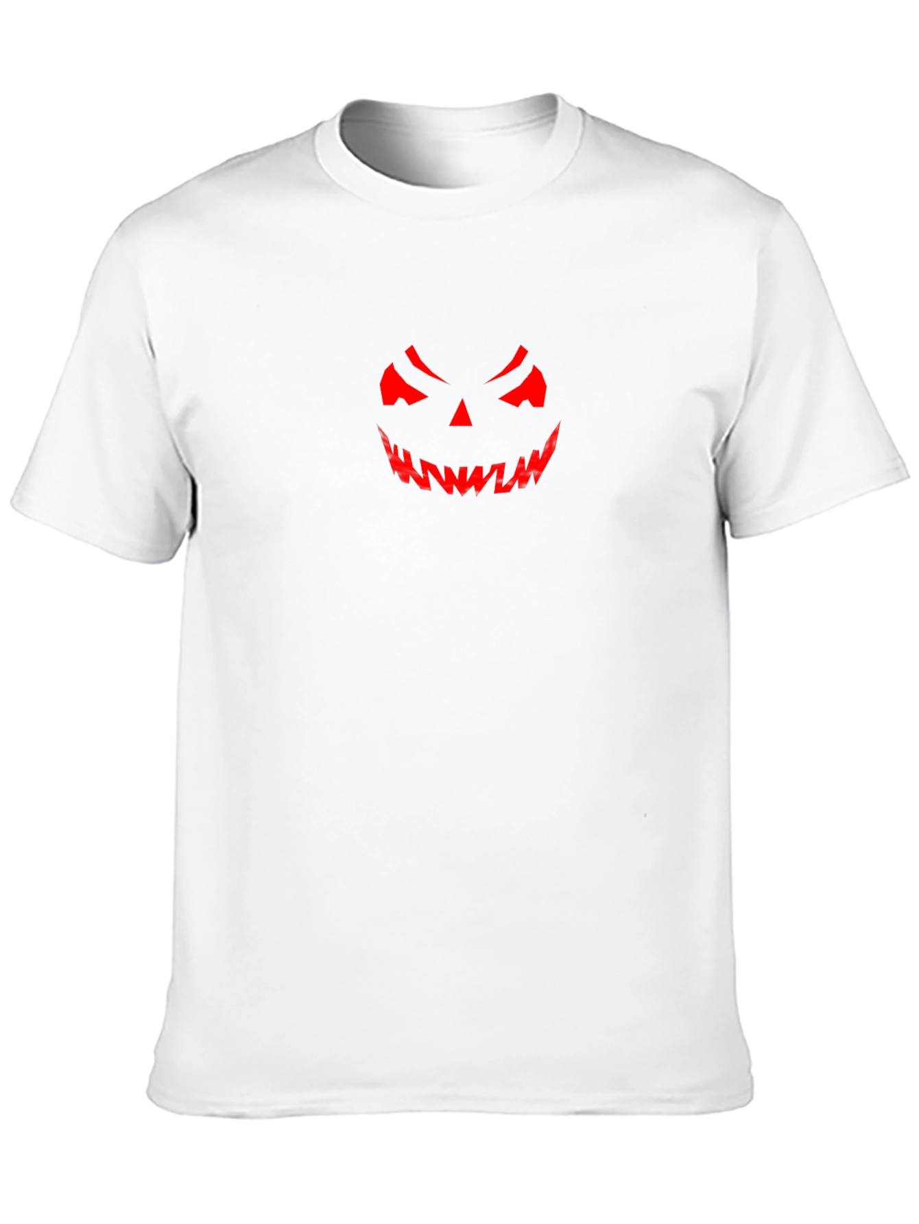Mens Black T-Shirt with Red Halloween Pumpkin Face